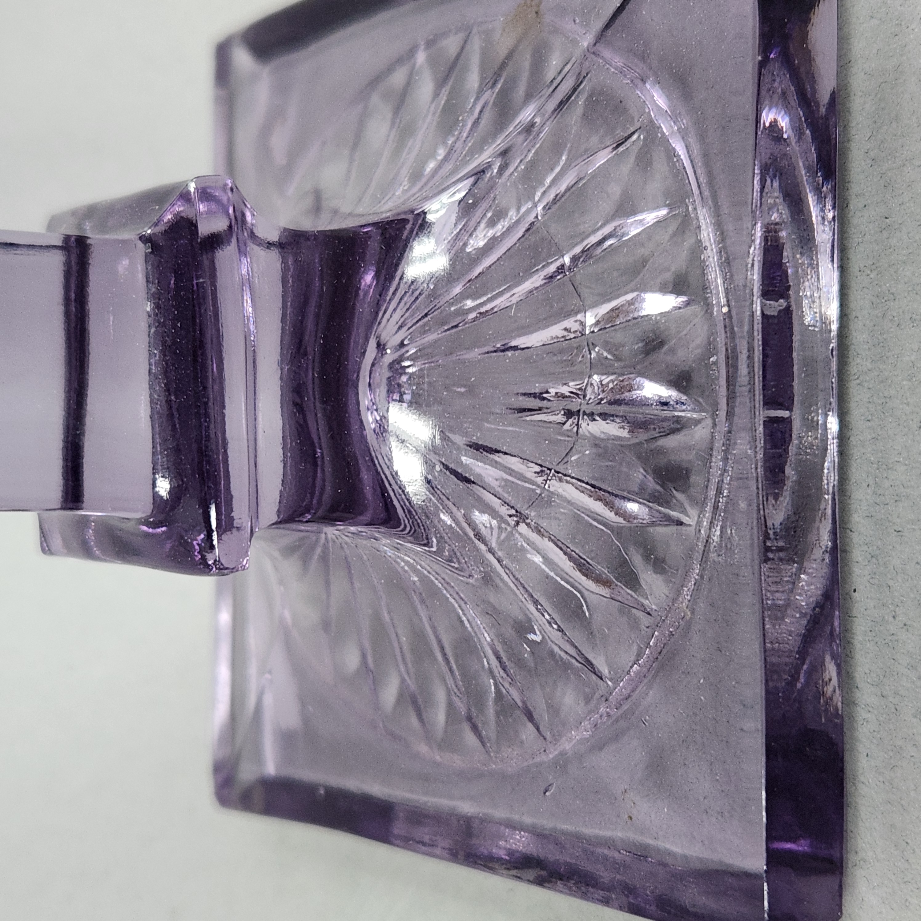 Amethyst Pressed Glass Column Candlesticks