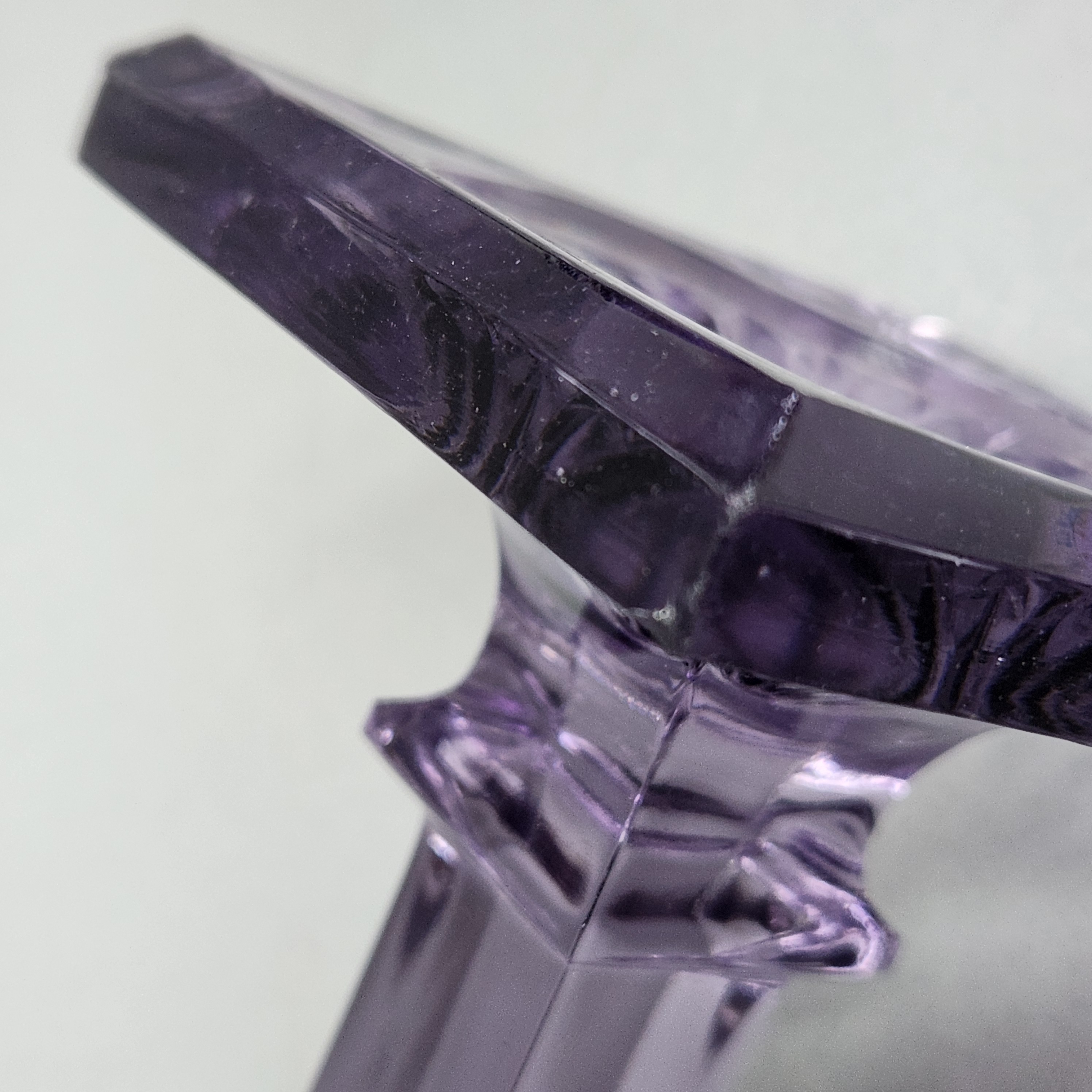 Amethyst Pressed Glass Column Candlesticks
