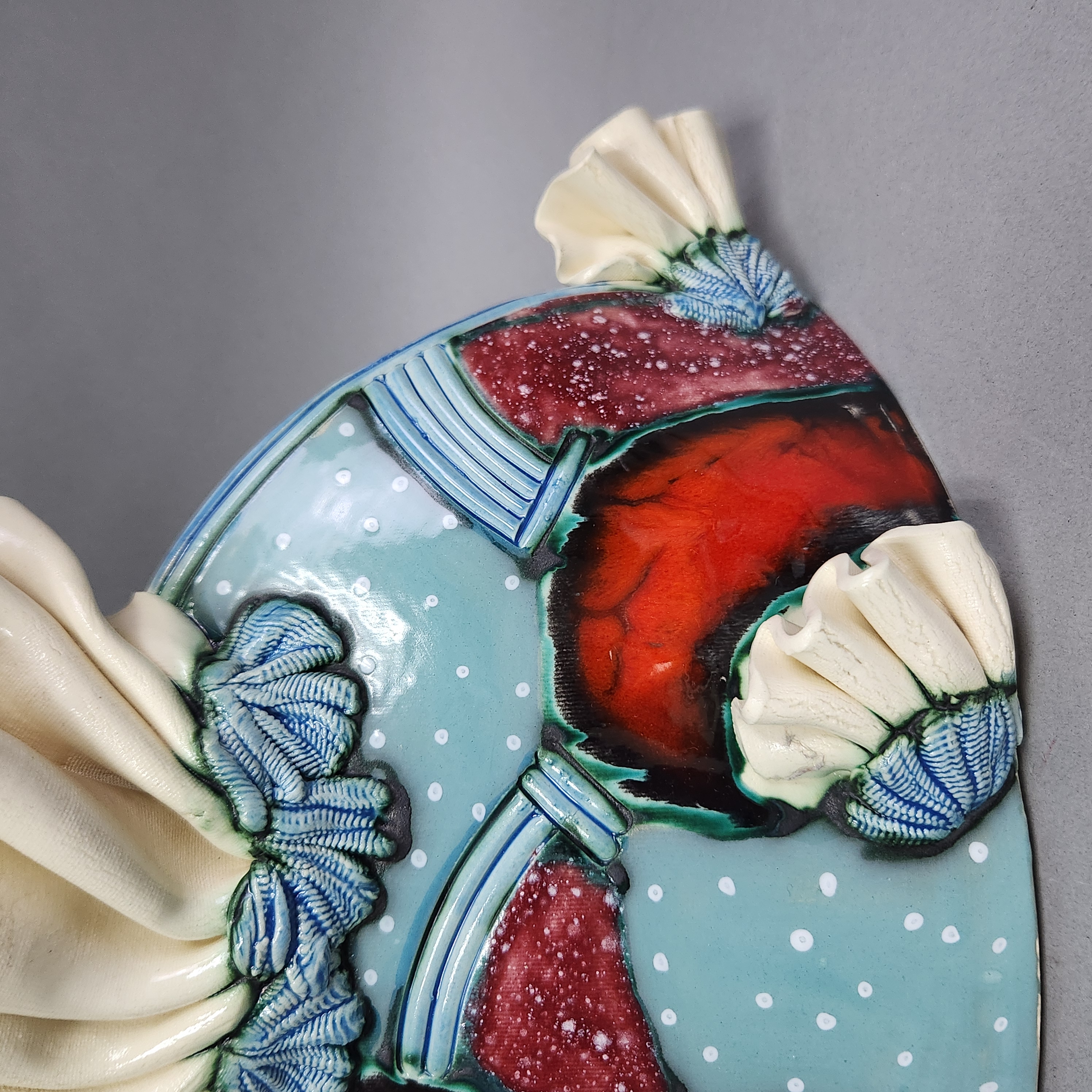 Ceramic Fish Sculpture Signed
