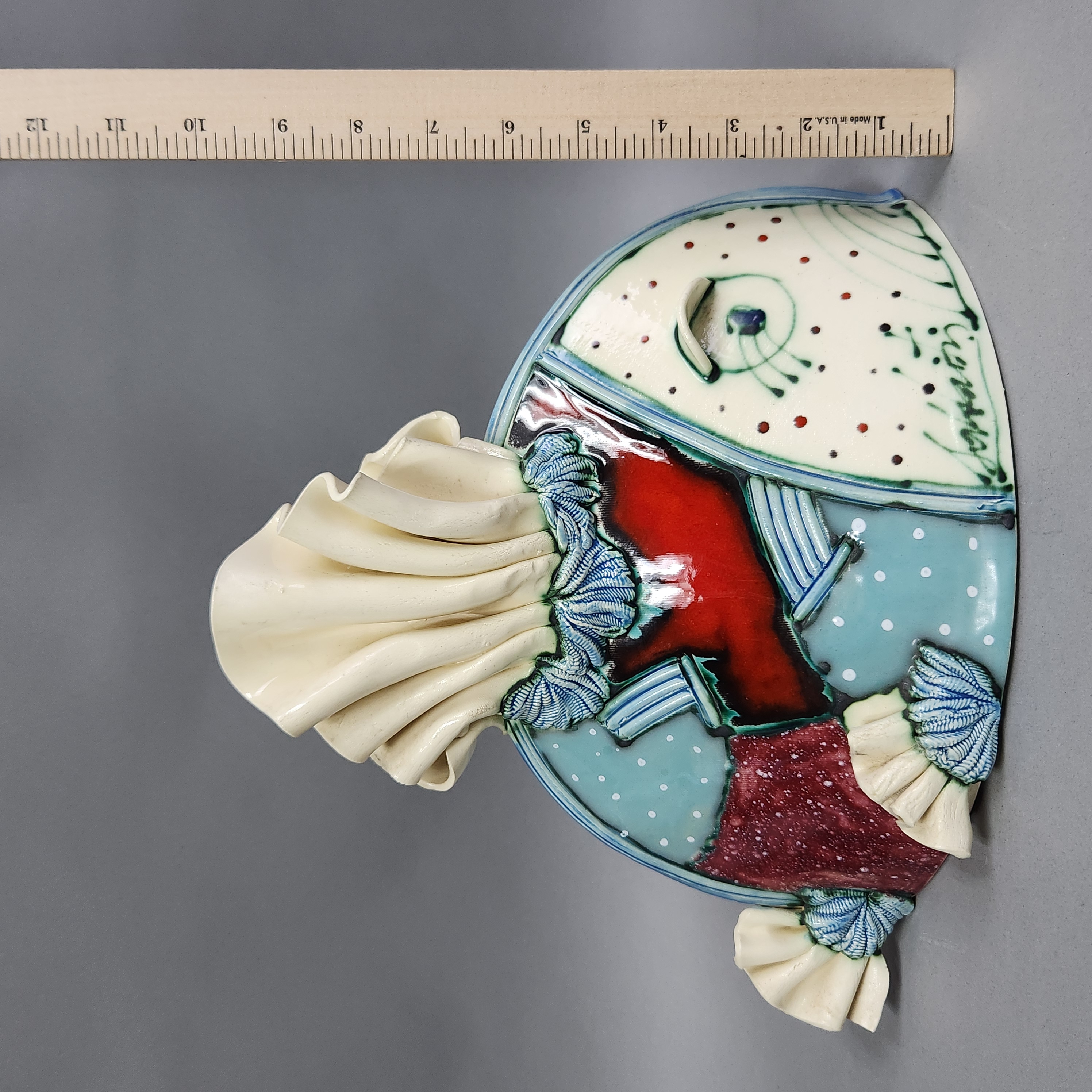 Ceramic Fish Sculpture Signed