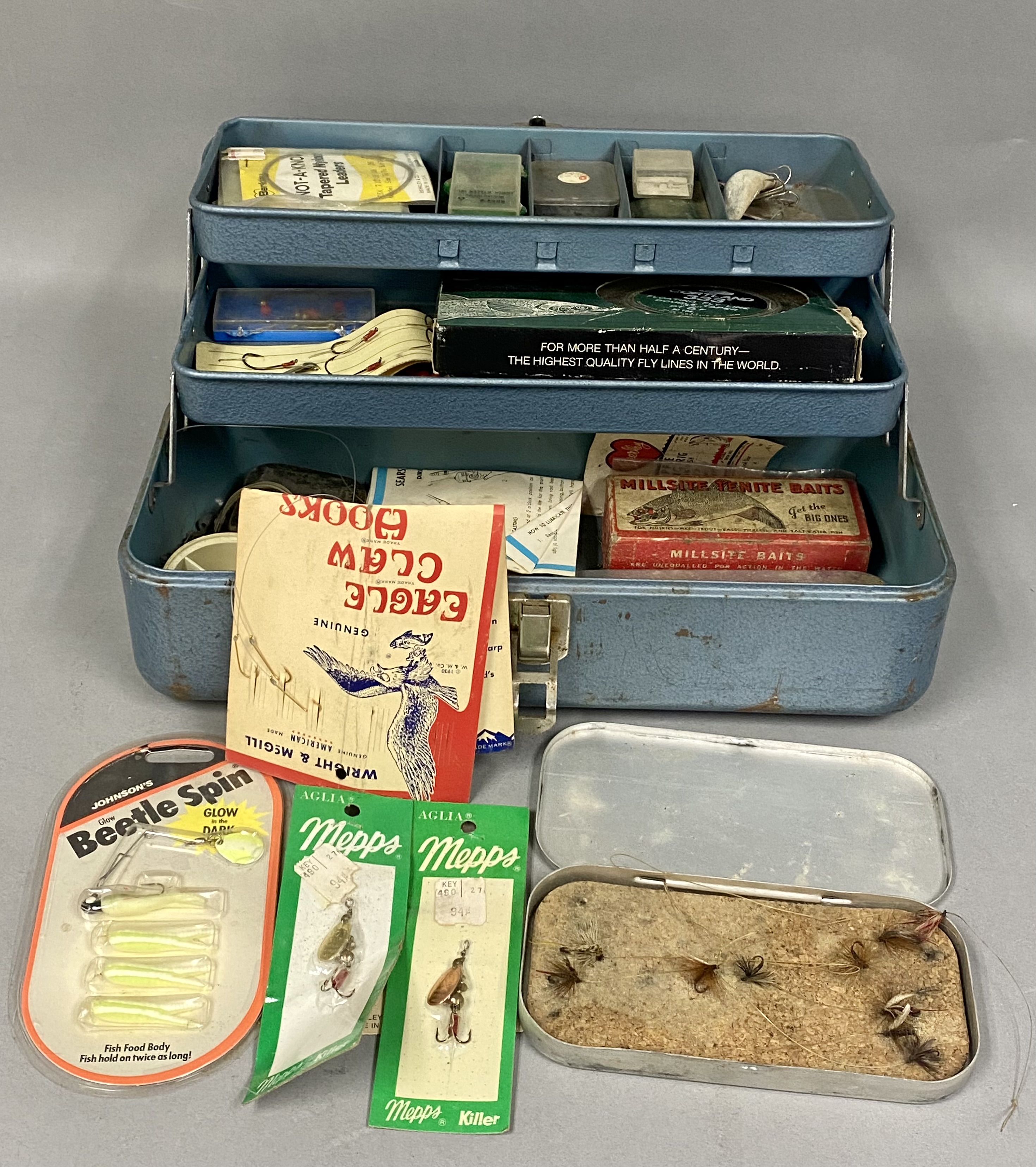 Falls City My Buddy 242 Blue Metal Tackle Box