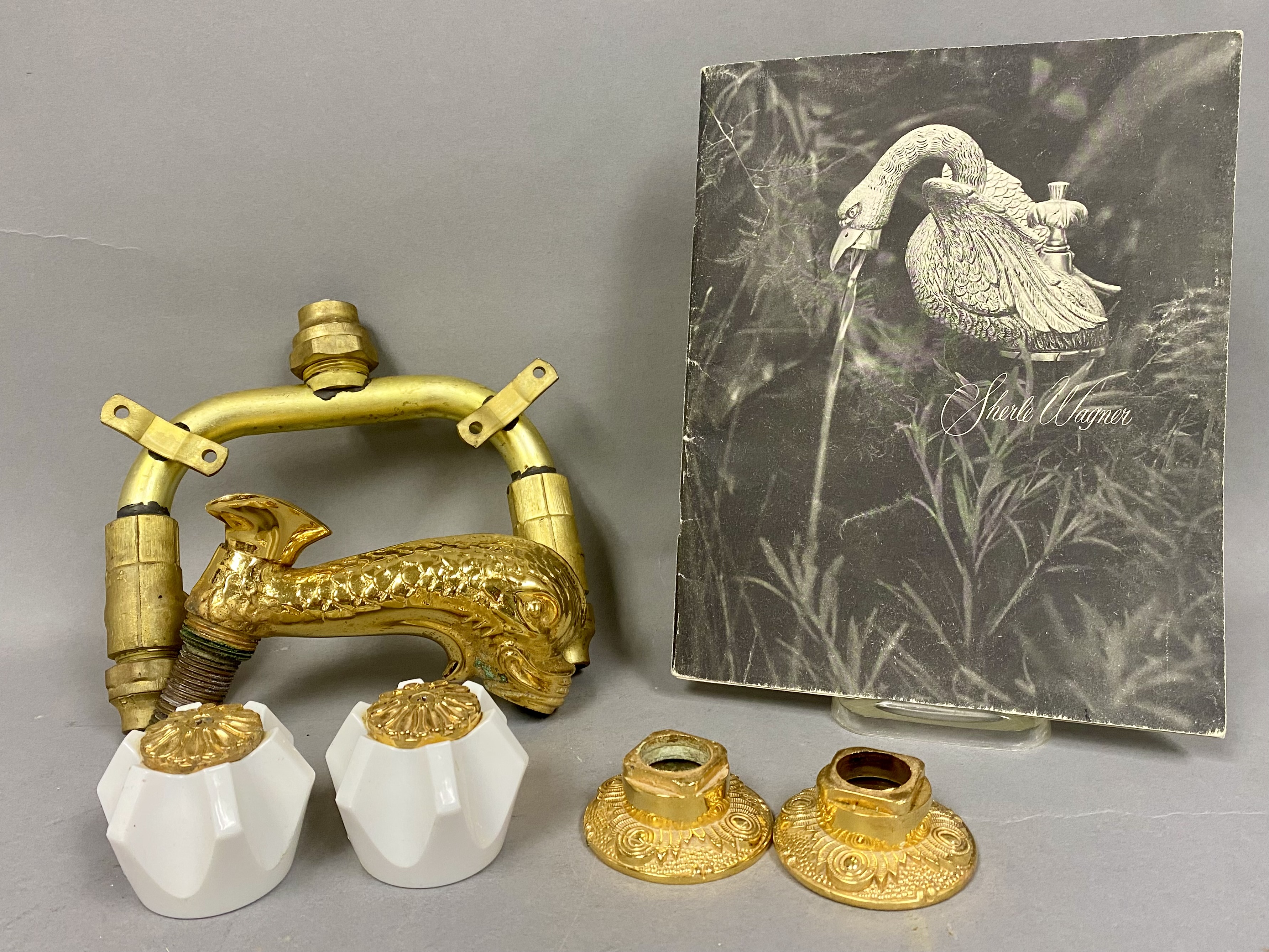 Sherle Wagner 24K Gold-Plated Dolphin Faucet Set