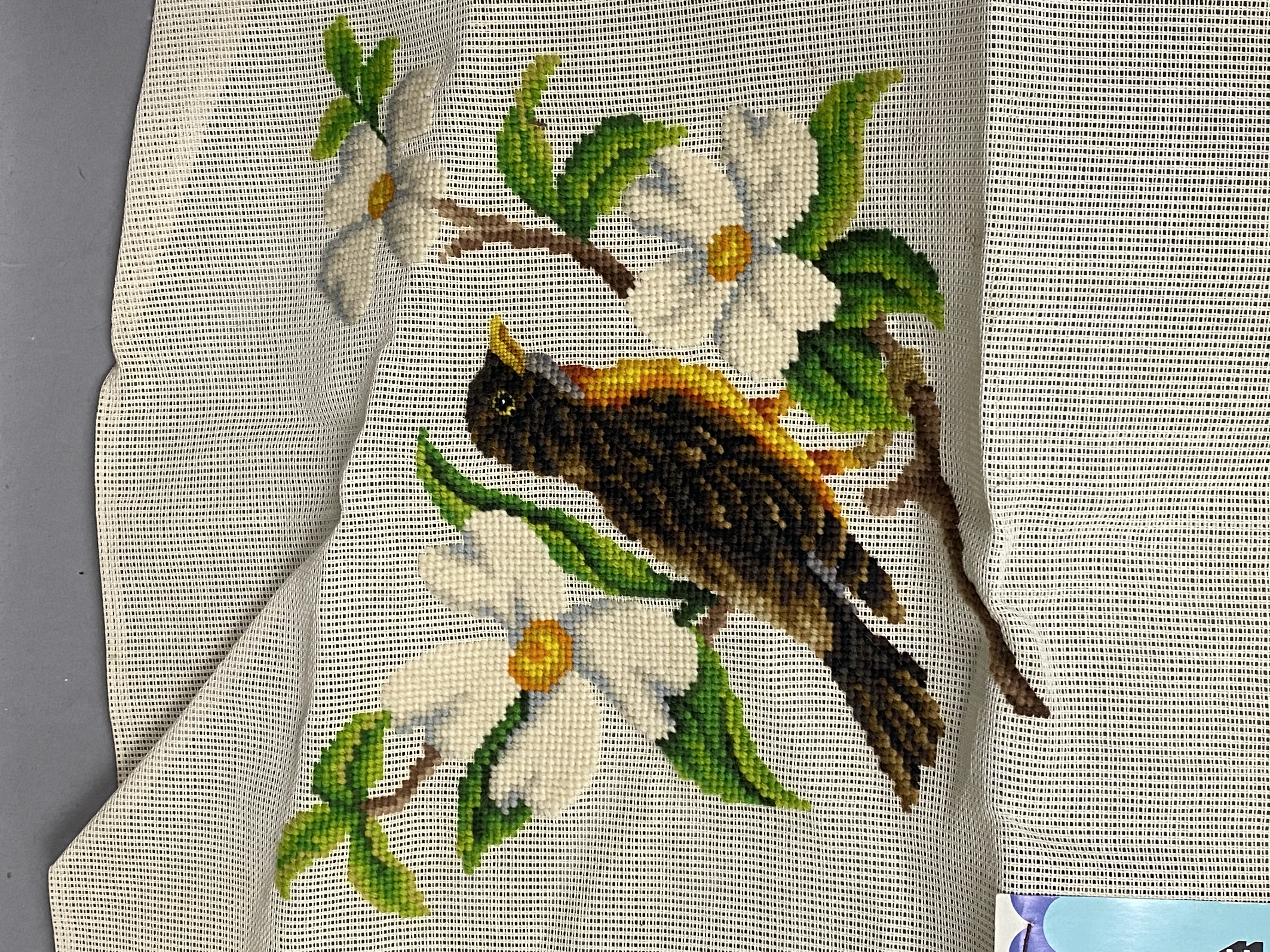 Portuguese Needlepoint & Wooden Sewing Caddy Collection