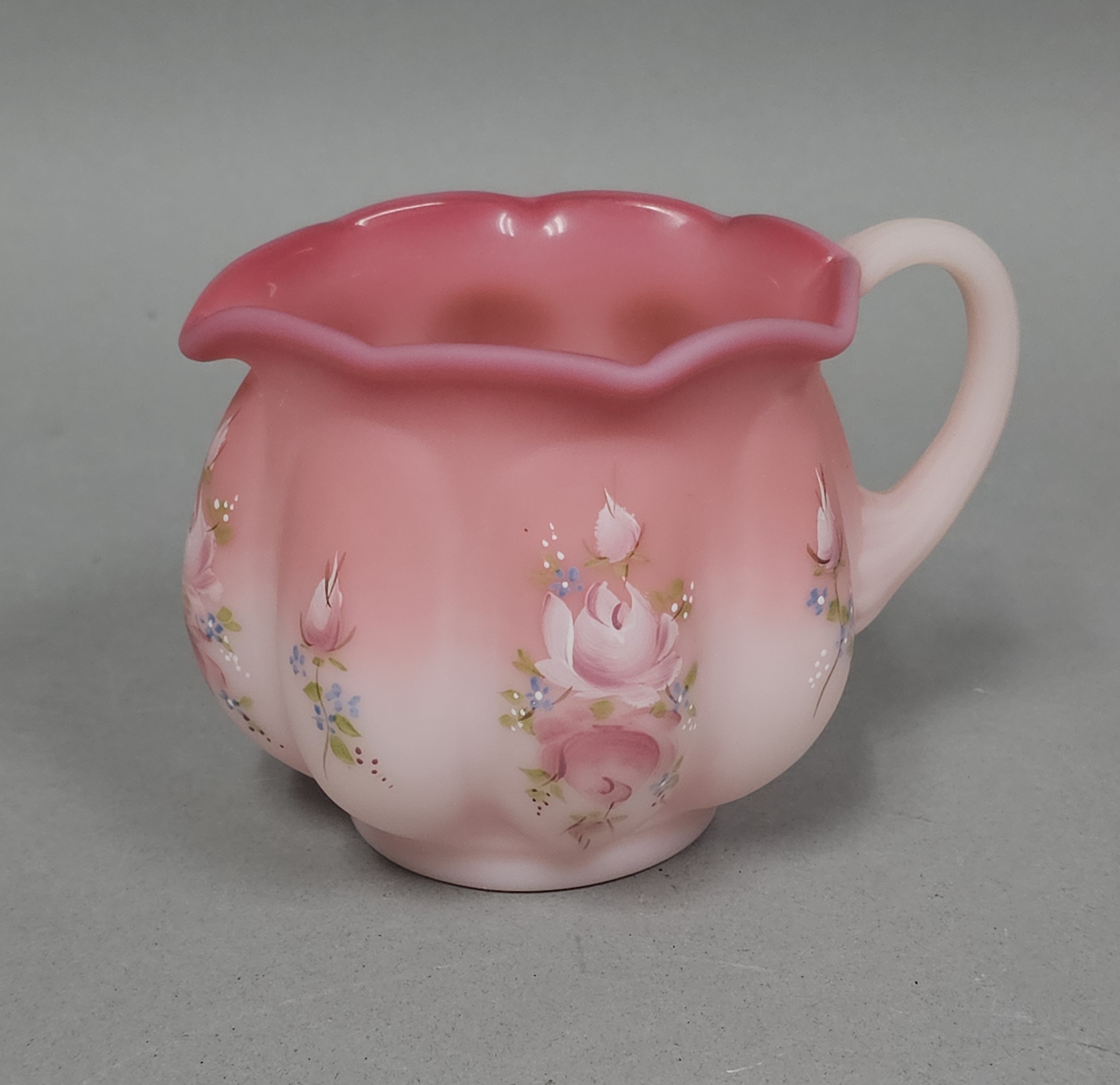 Fenton Rosalene Satin Glass Melon Creamer