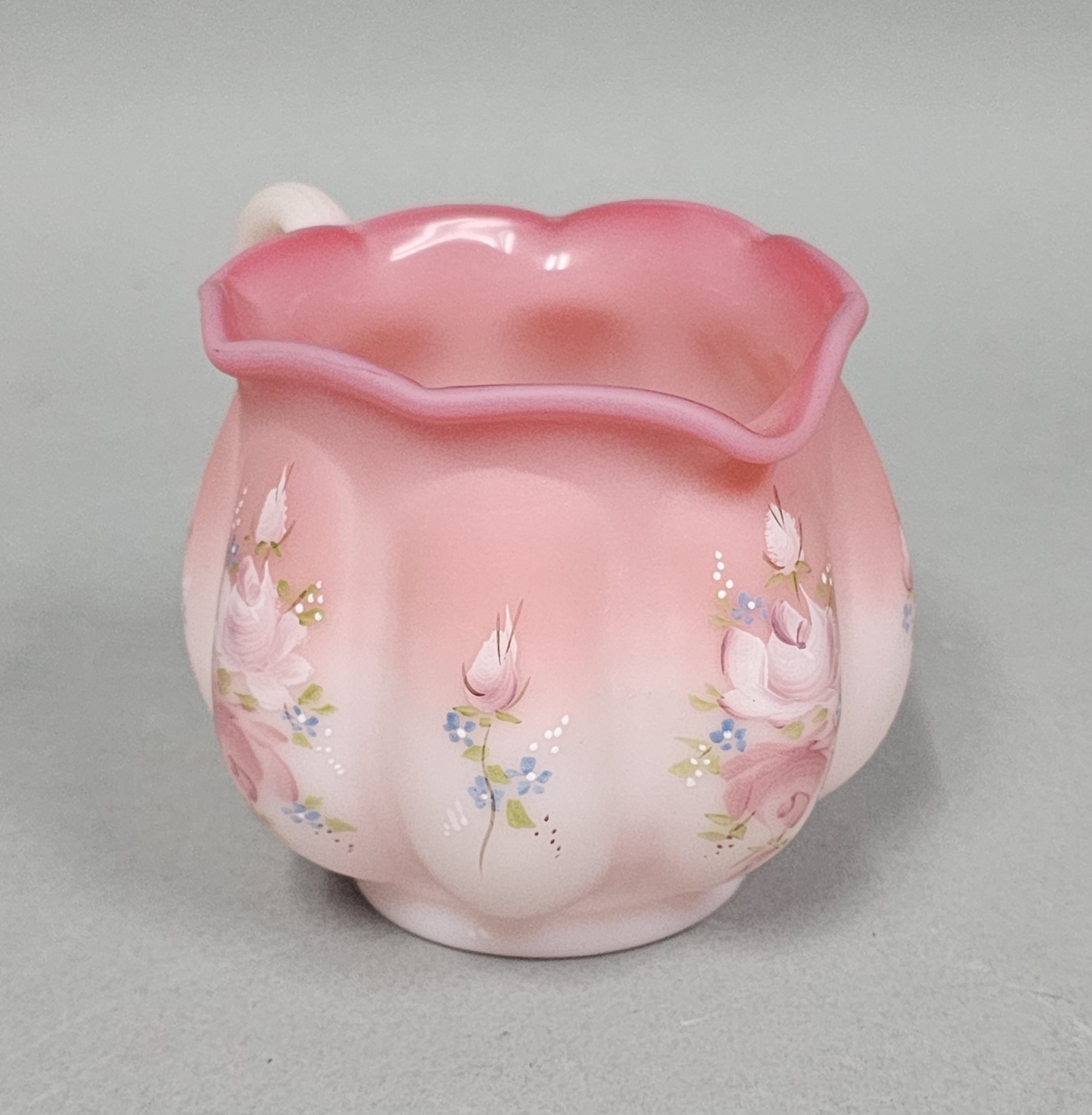 Fenton Rosalene Satin Glass Melon Creamer