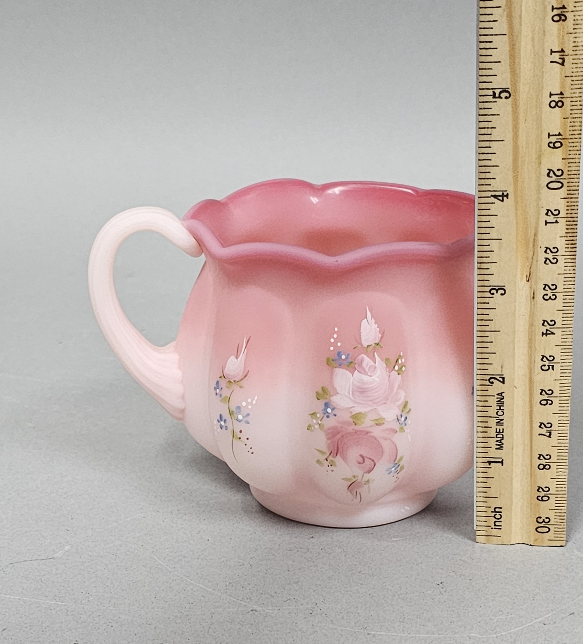 Fenton Rosalene Satin Glass Melon Creamer
