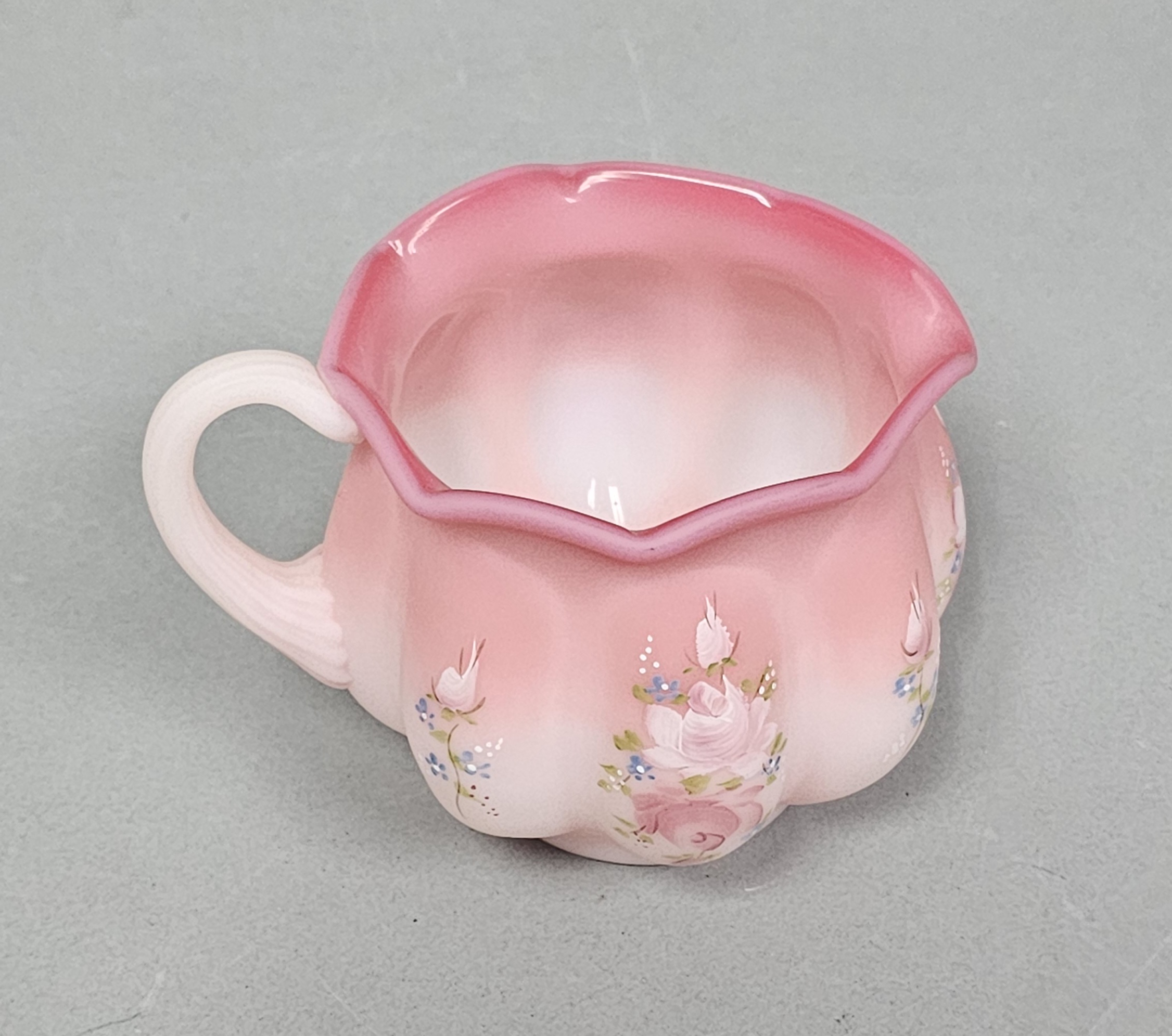 Fenton Rosalene Satin Glass Melon Creamer