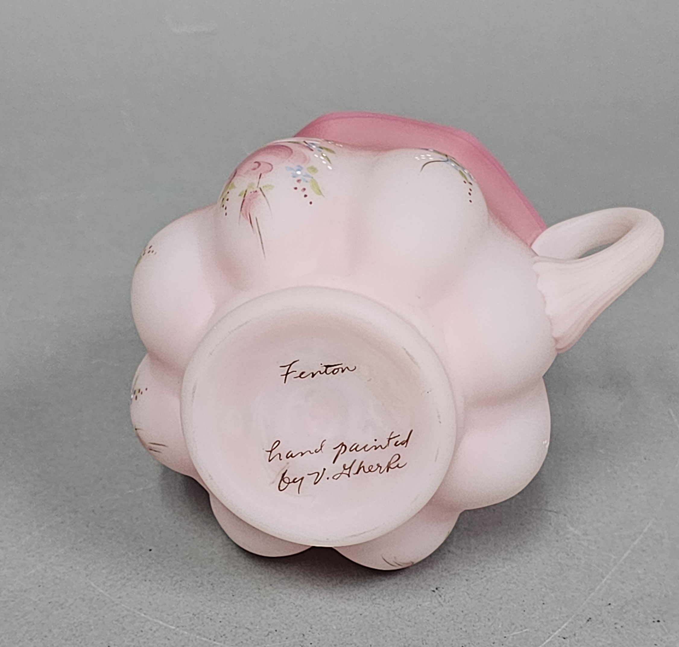 Fenton Rosalene Satin Glass Melon Creamer