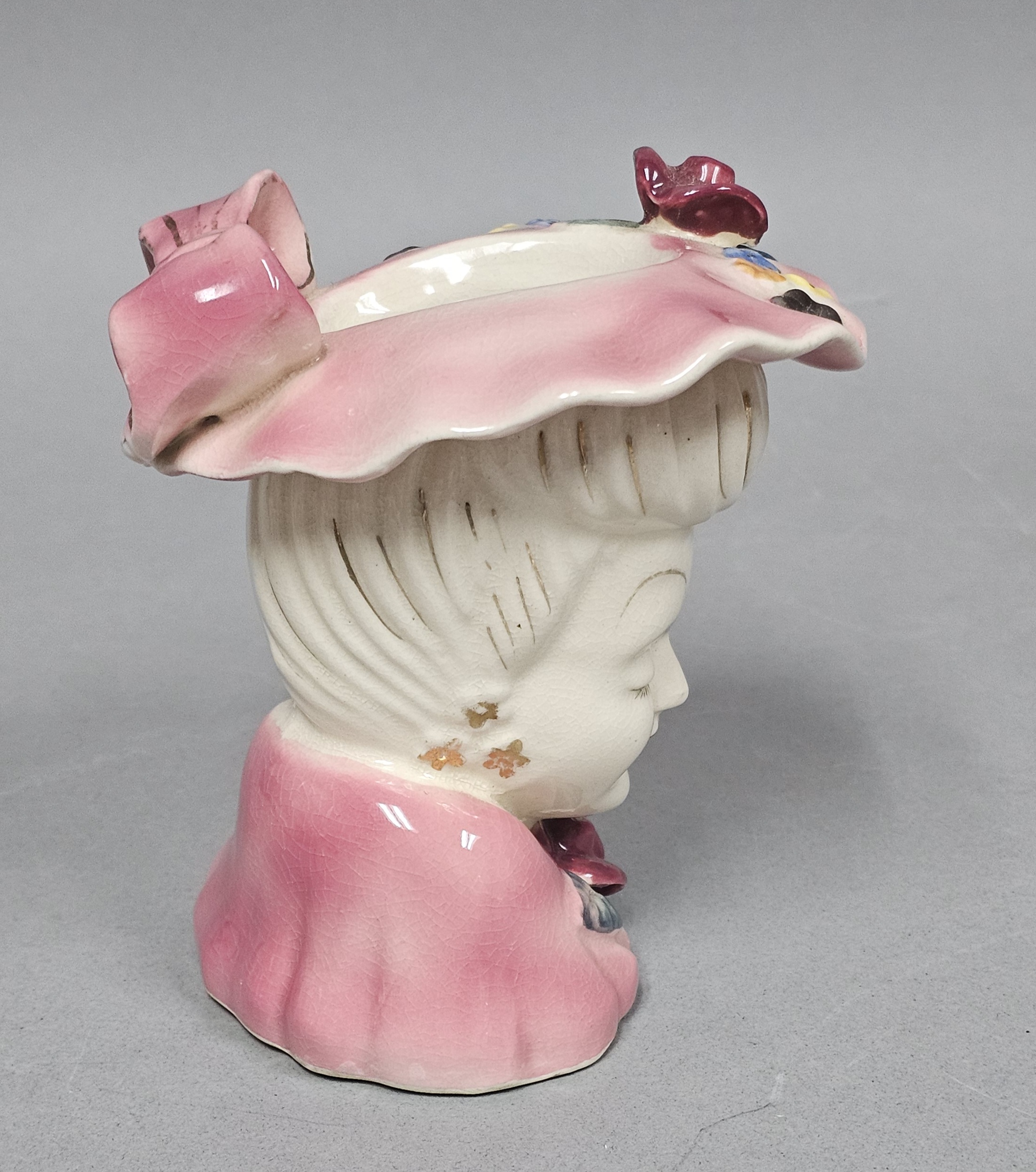 Ceramic Pink Floral Lady Head Vase