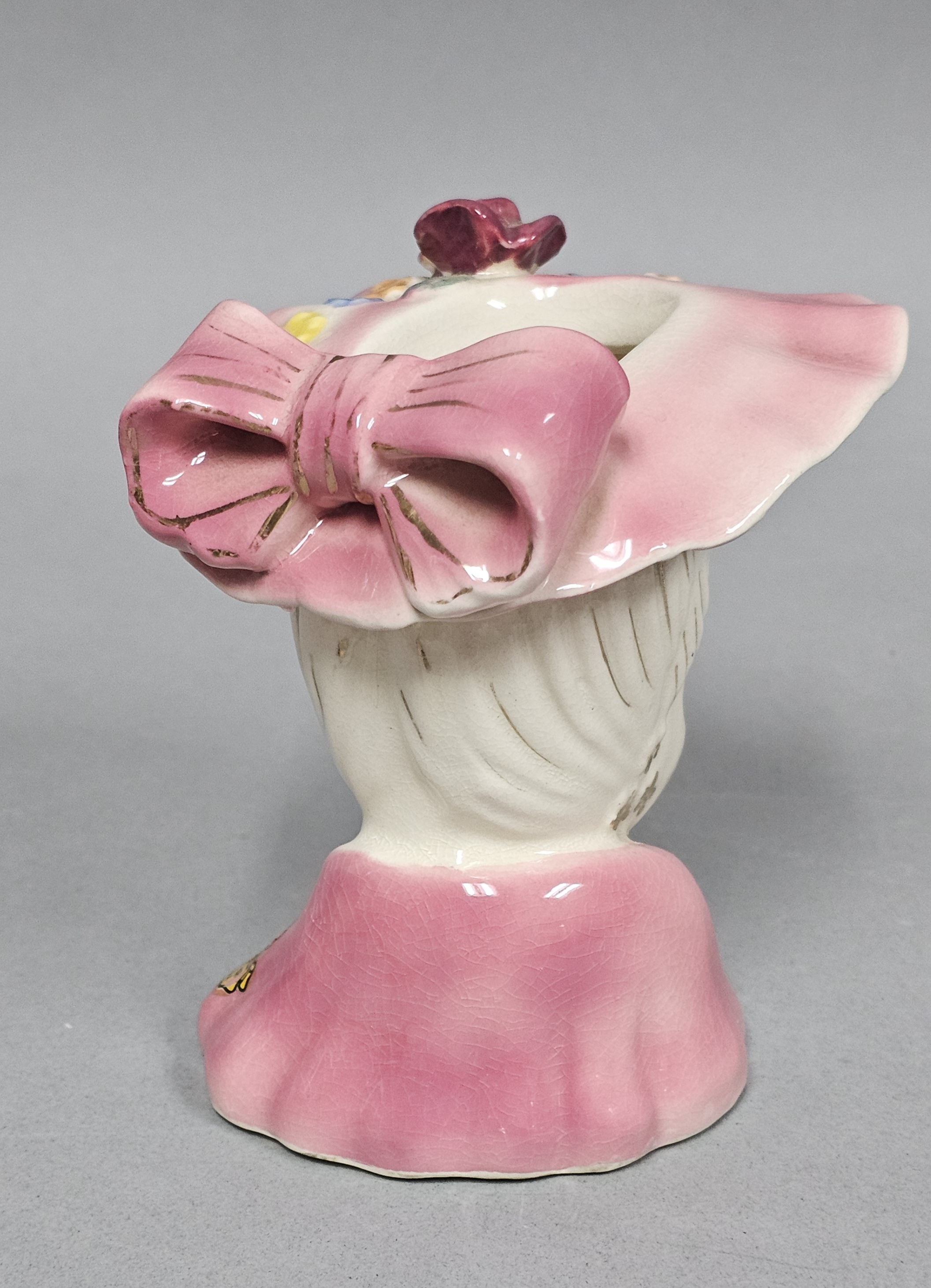 Ceramic Pink Floral Lady Head Vase