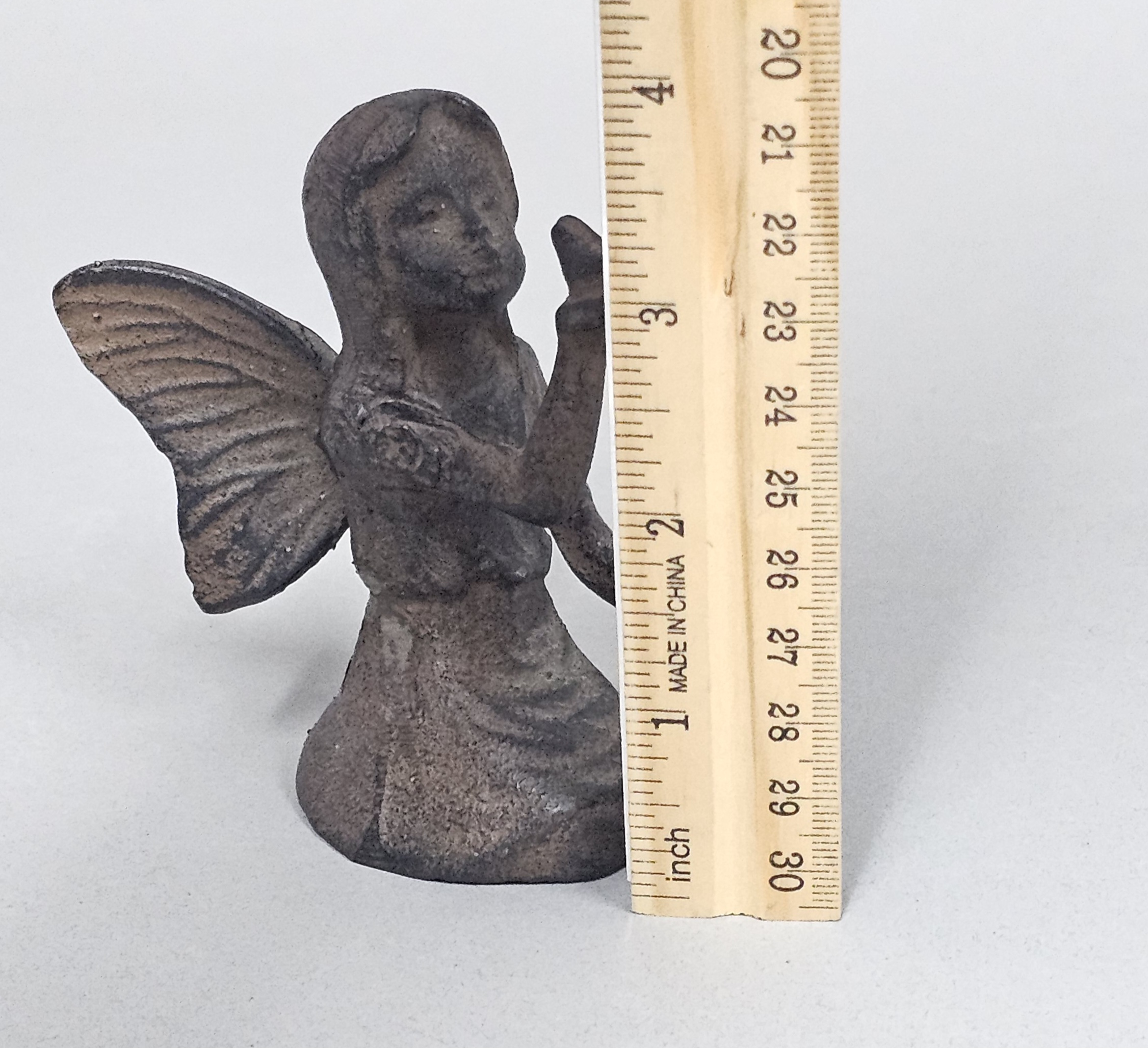 Cast Iron Kneeling Fairy Figurine