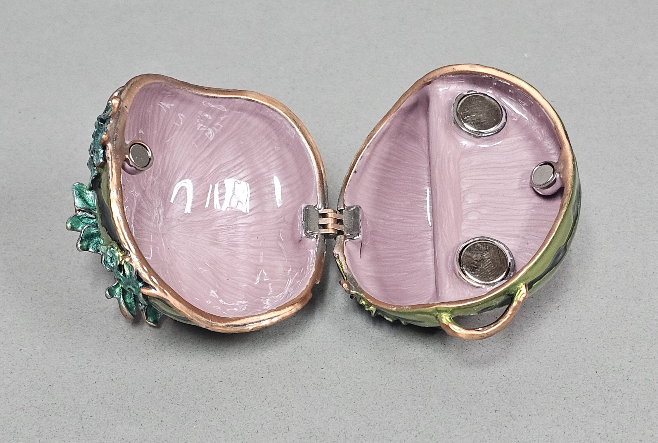 Enameled Metal Jeweled Watermelon Trinket Box