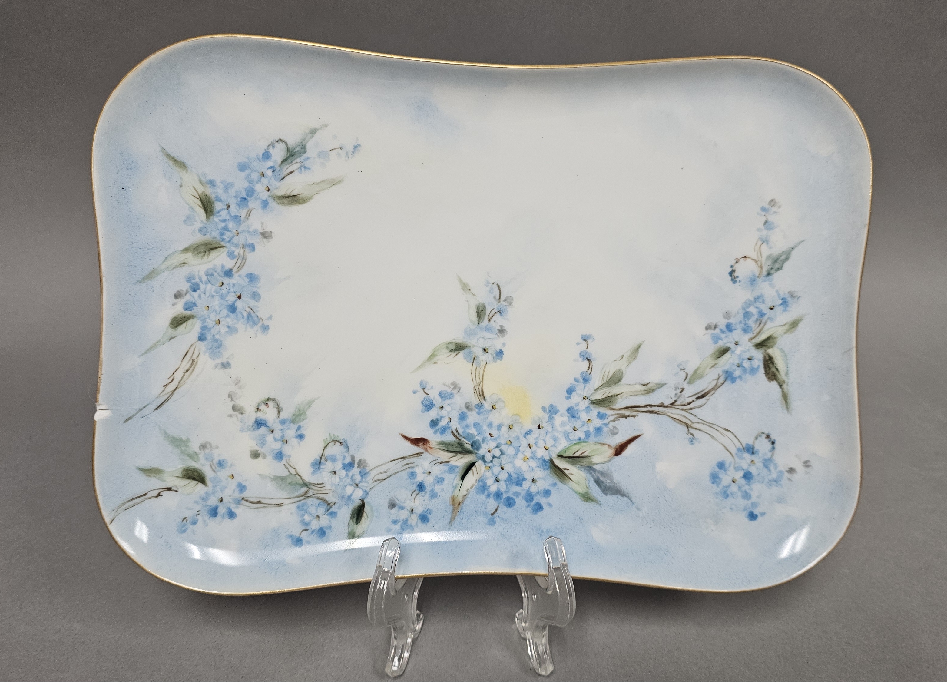 Limoges Porcelain Hand-Painted Forget-Me-Not Trays