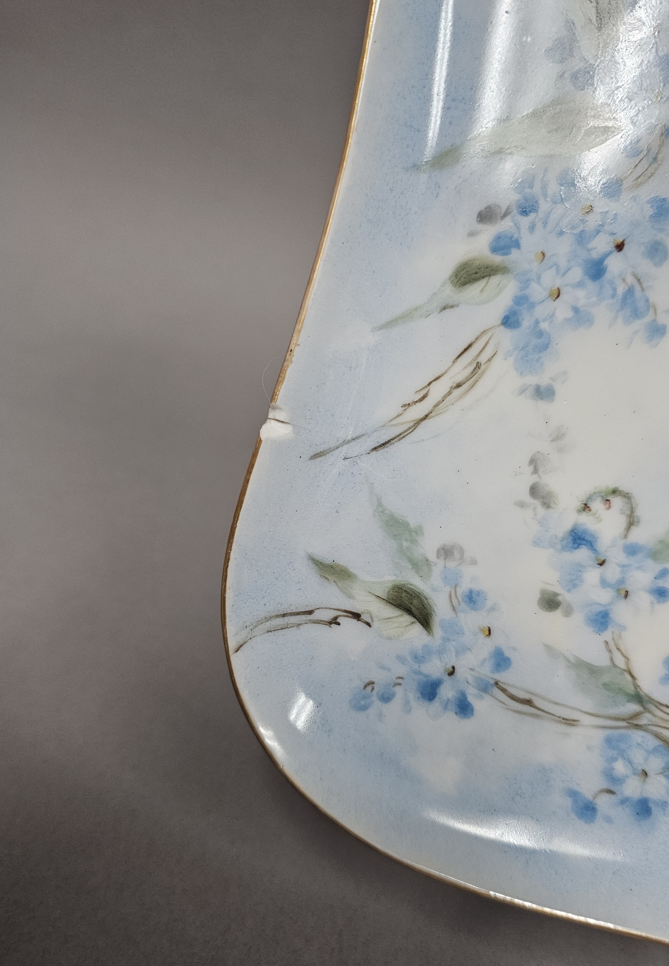 Limoges Porcelain Hand-Painted Forget-Me-Not Trays
