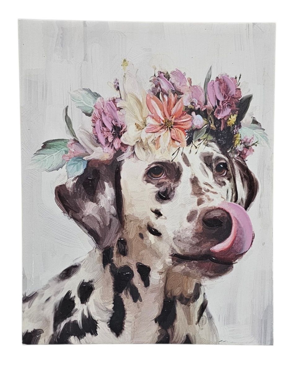 Glicee Dalmatian Flower Crown Canvas