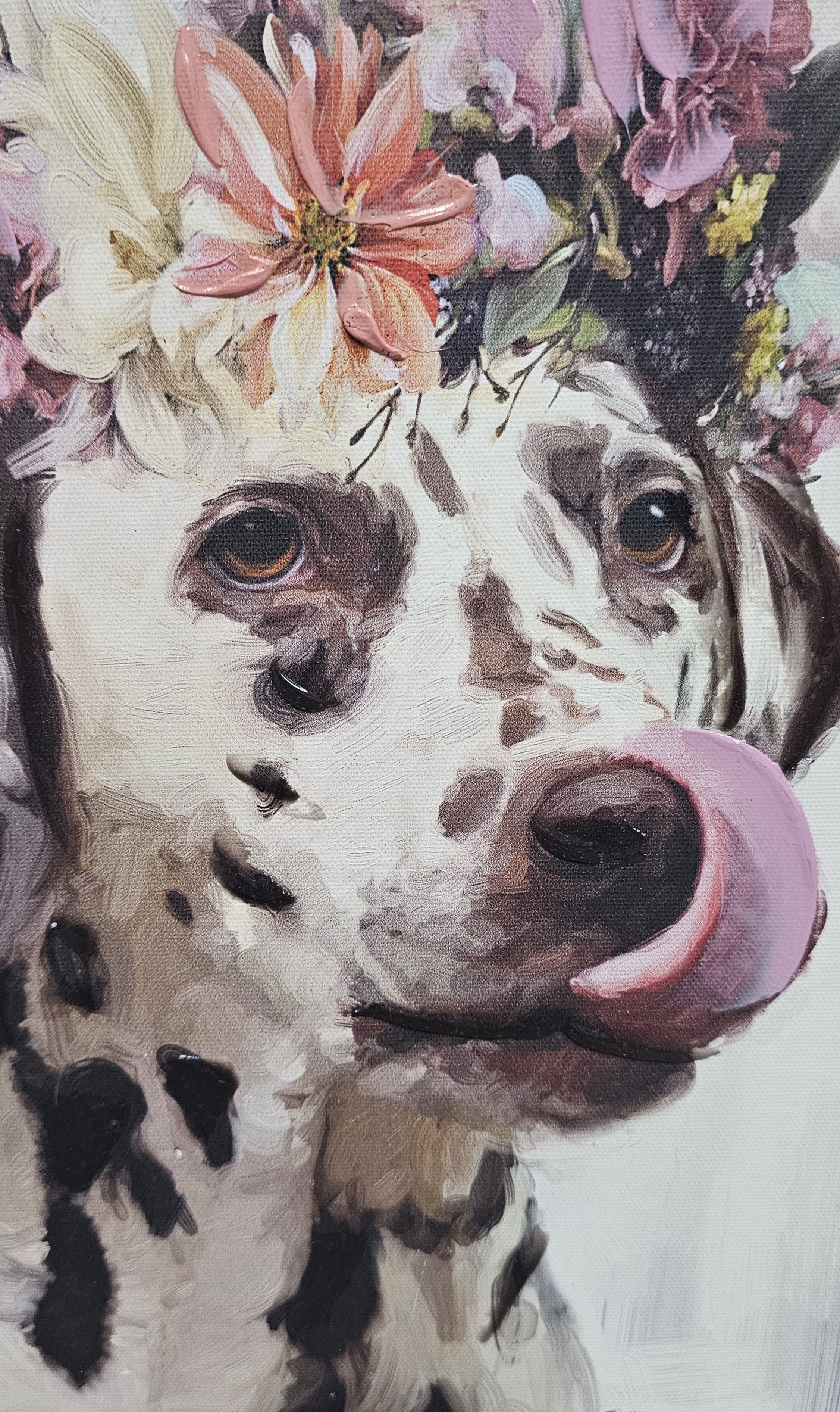 Glicee Dalmatian Flower Crown Canvas