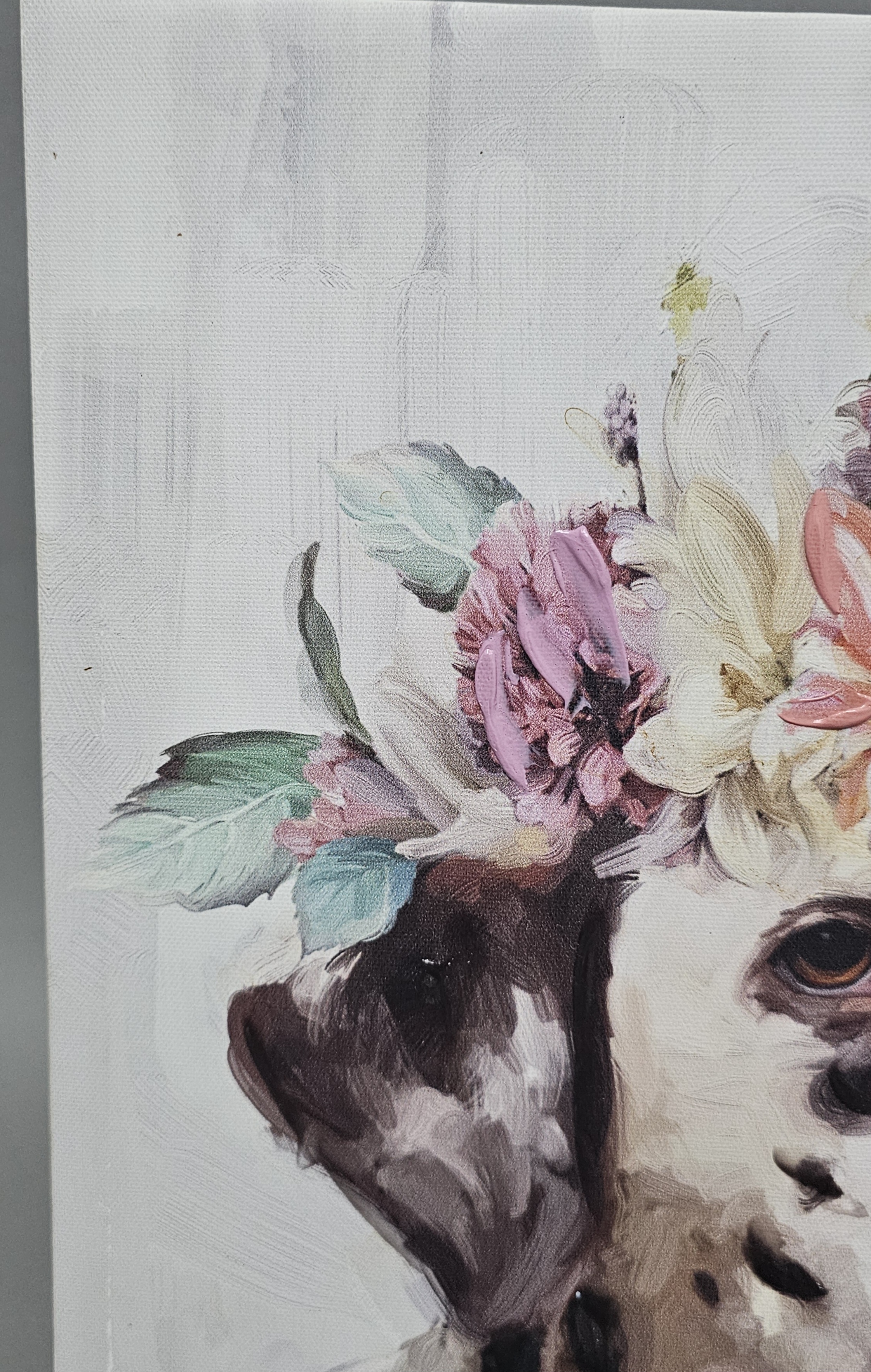 Glicee Dalmatian Flower Crown Canvas