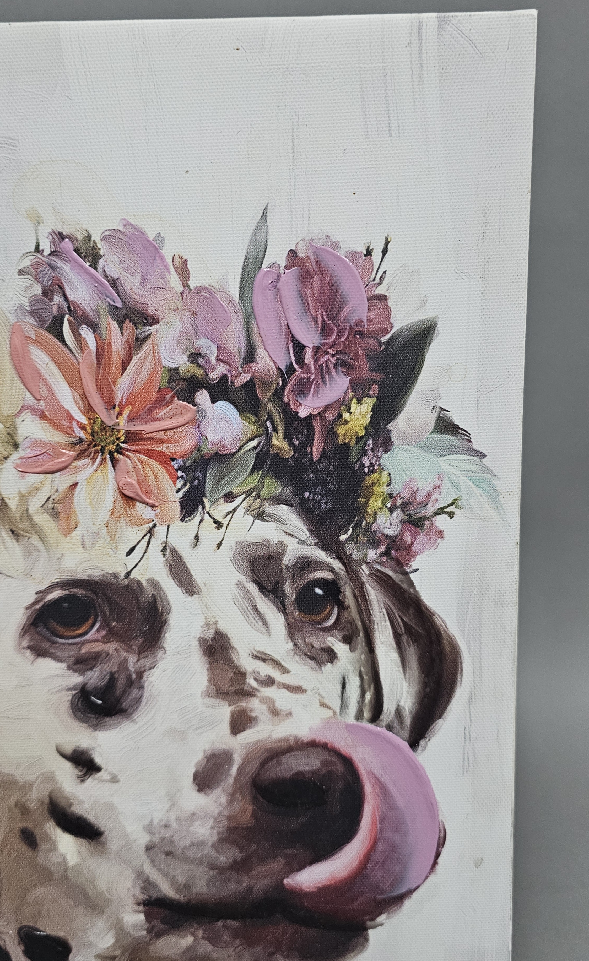 Glicee Dalmatian Flower Crown Canvas