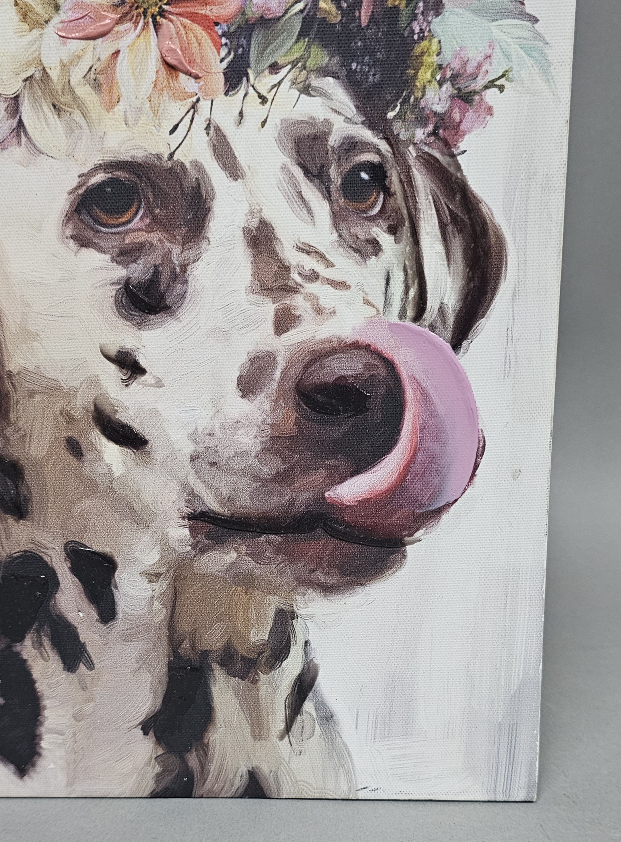 Glicee Dalmatian Flower Crown Canvas