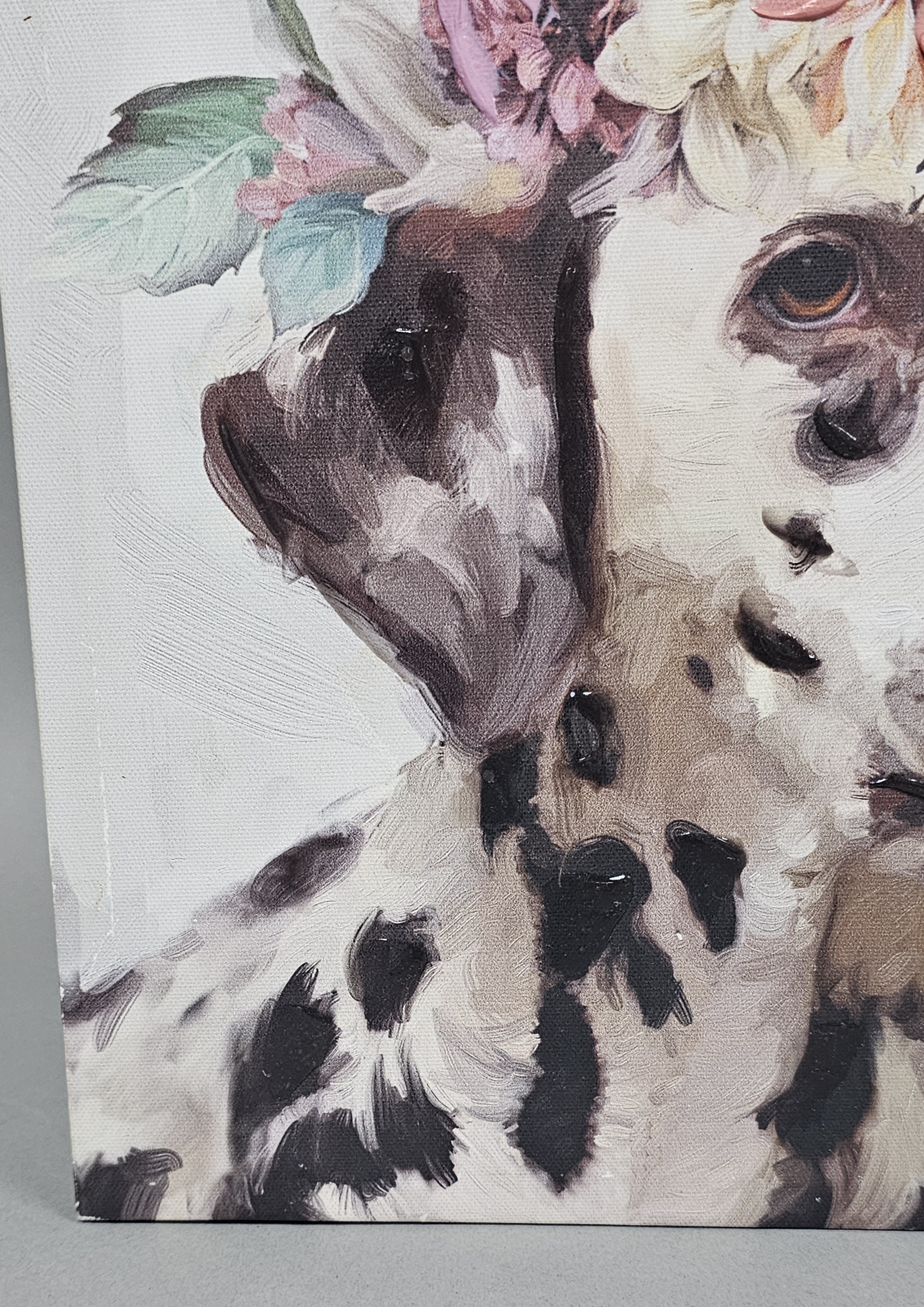 Glicee Dalmatian Flower Crown Canvas