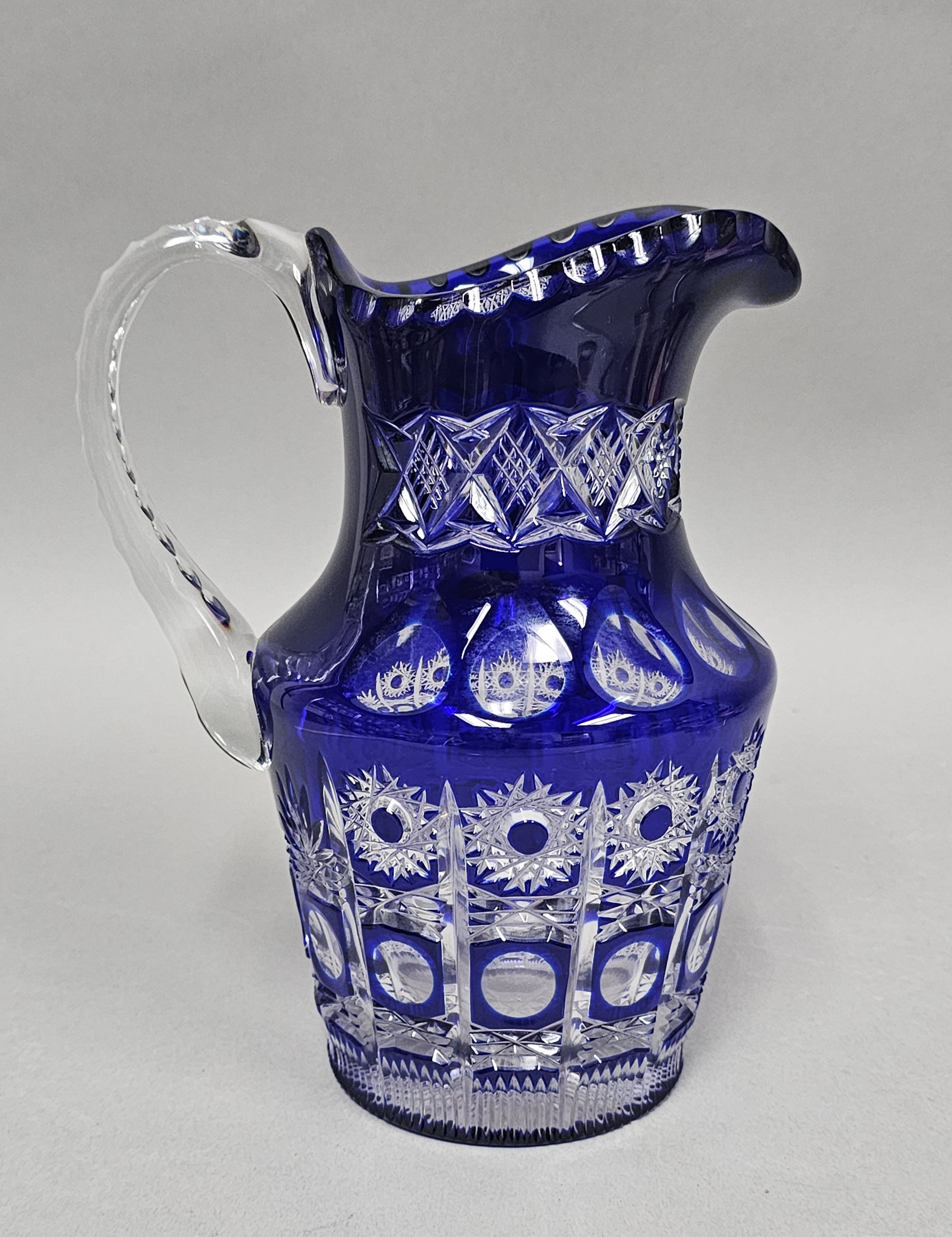 Tisch Berchtesgaden Cobalt Cut to Clear Crystal Pitcher