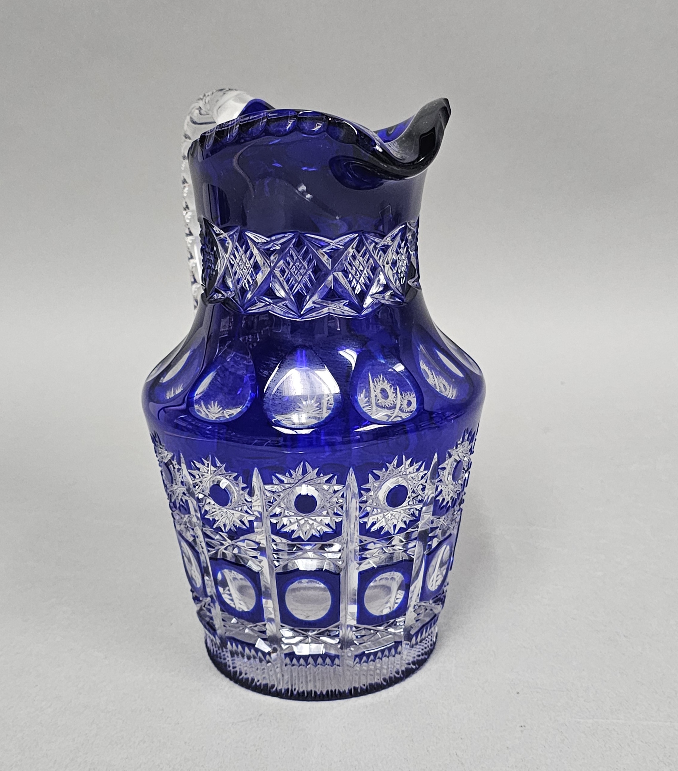 Tisch Berchtesgaden Cobalt Cut to Clear Crystal Pitcher