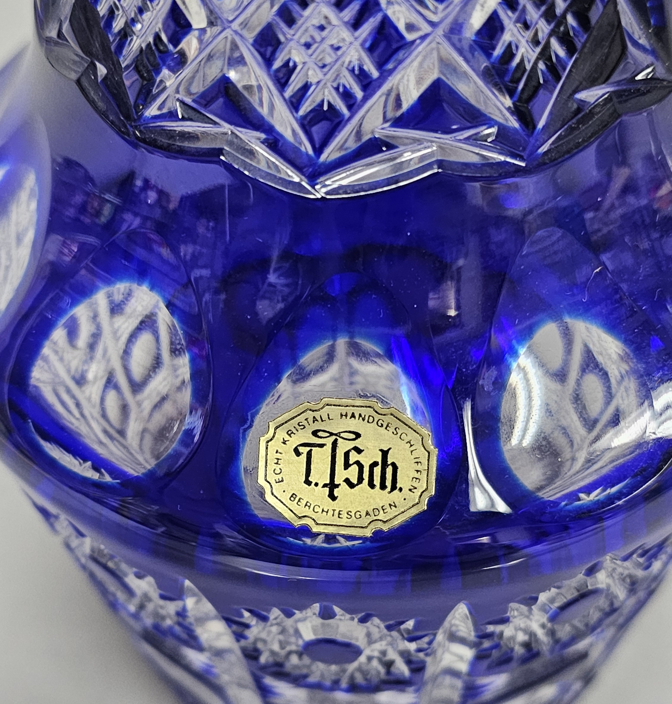 Tisch Berchtesgaden Cobalt Cut to Clear Crystal Pitcher
