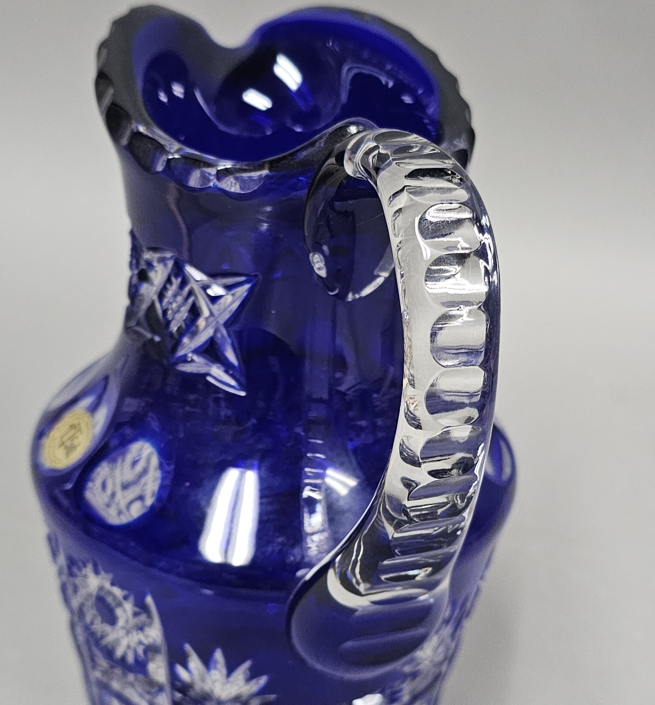 Tisch Berchtesgaden Cobalt Cut to Clear Crystal Pitcher