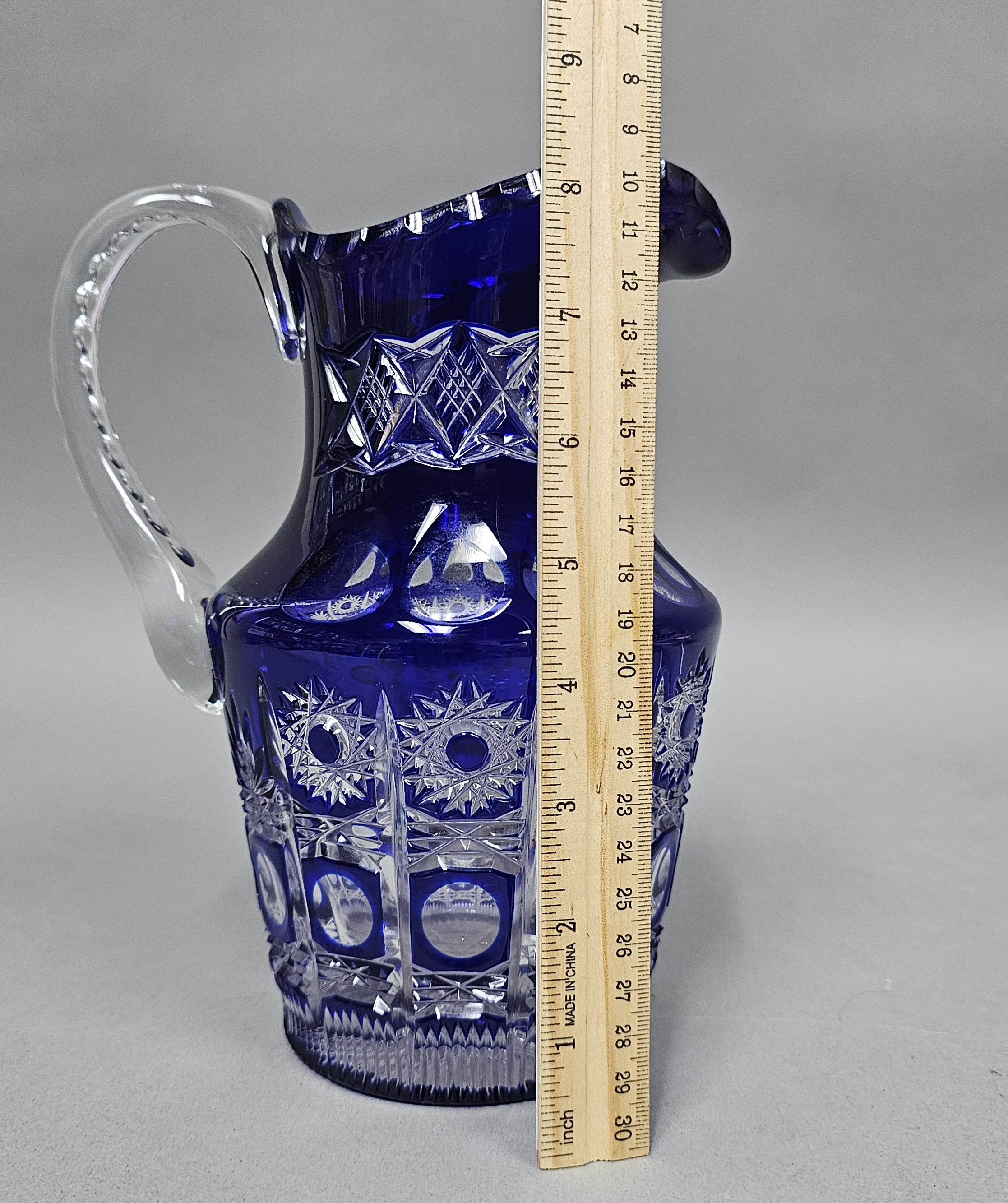 Tisch Berchtesgaden Cobalt Cut to Clear Crystal Pitcher