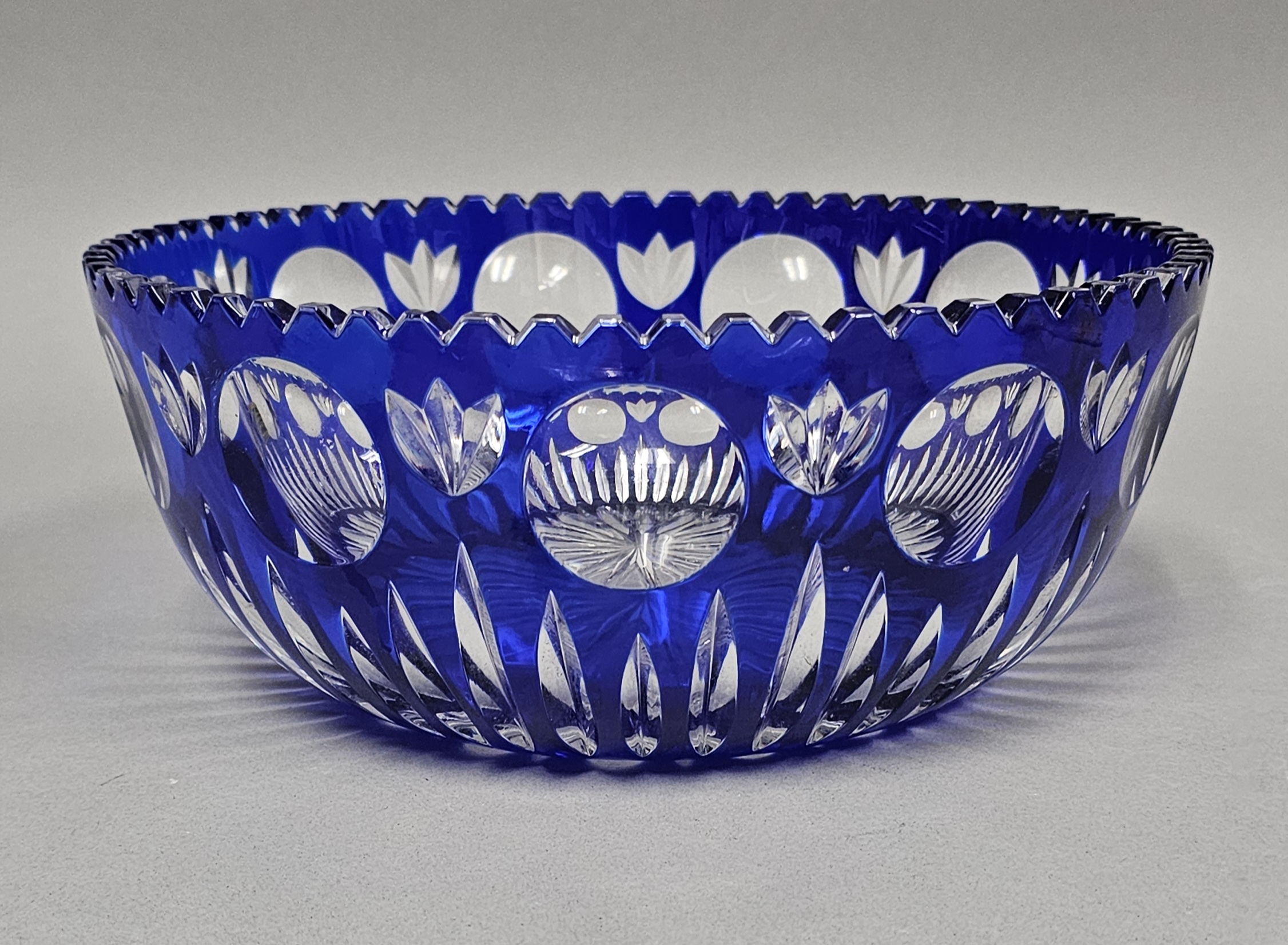 Lausitzer Glas Cobalt Cut to Clear Bowl