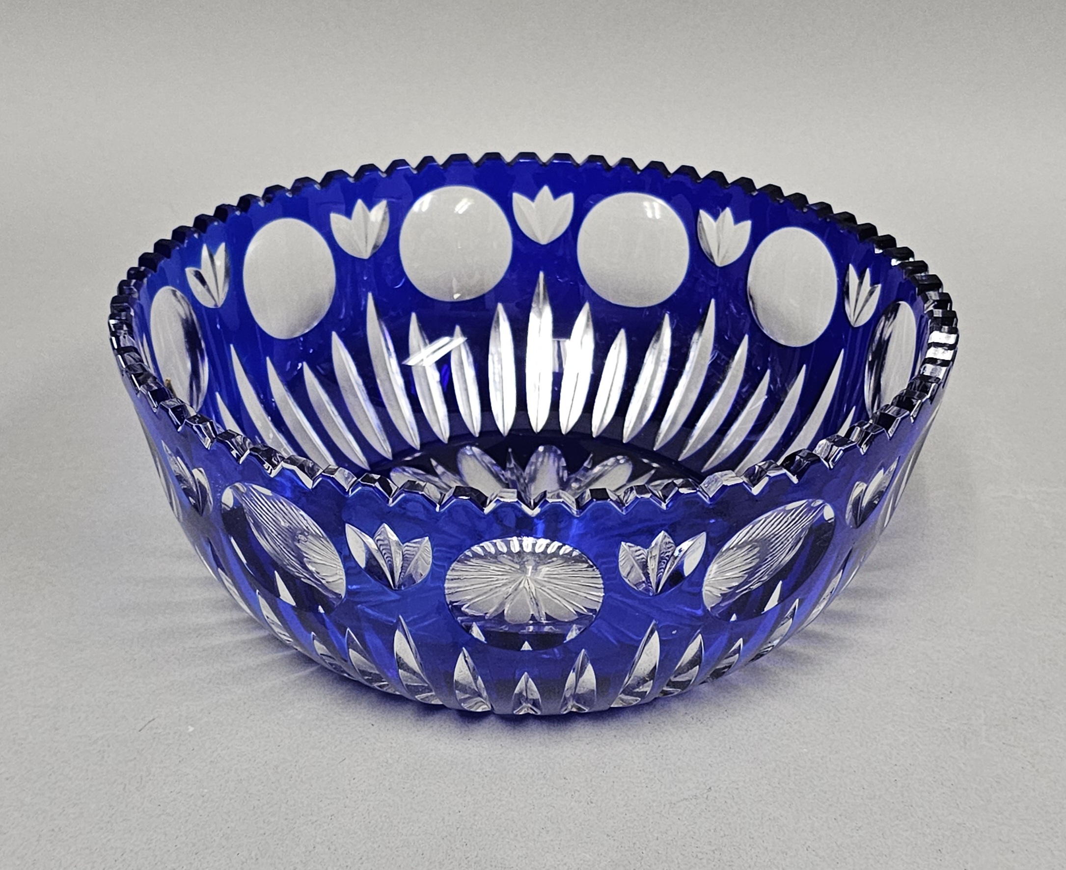 Lausitzer Glas Cobalt Cut to Clear Bowl