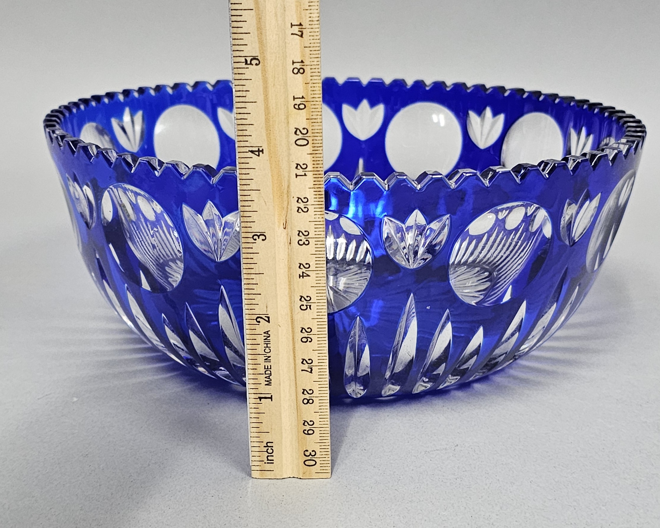 Lausitzer Glas Cobalt Cut to Clear Bowl