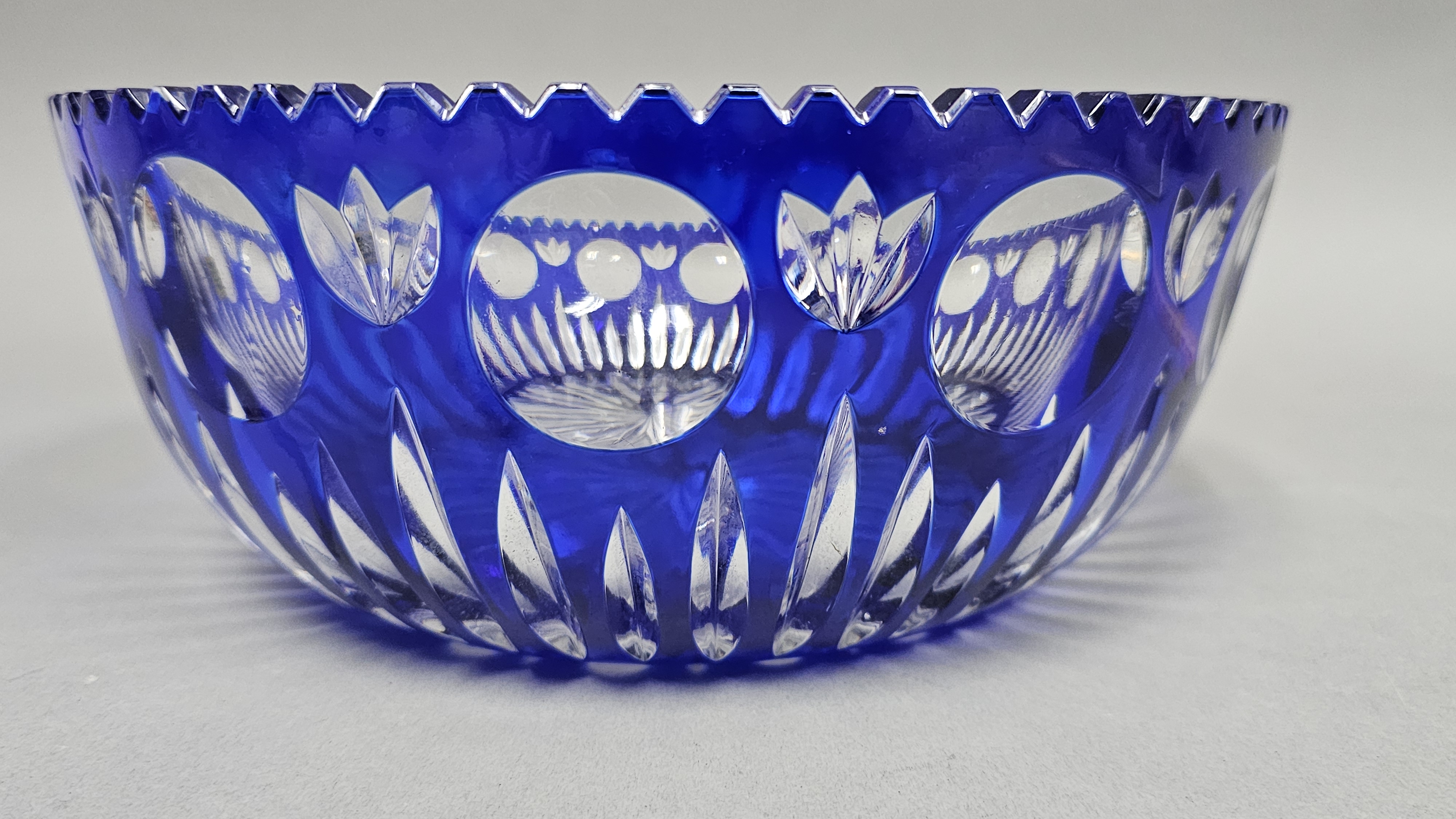 Lausitzer Glas Cobalt Cut to Clear Bowl