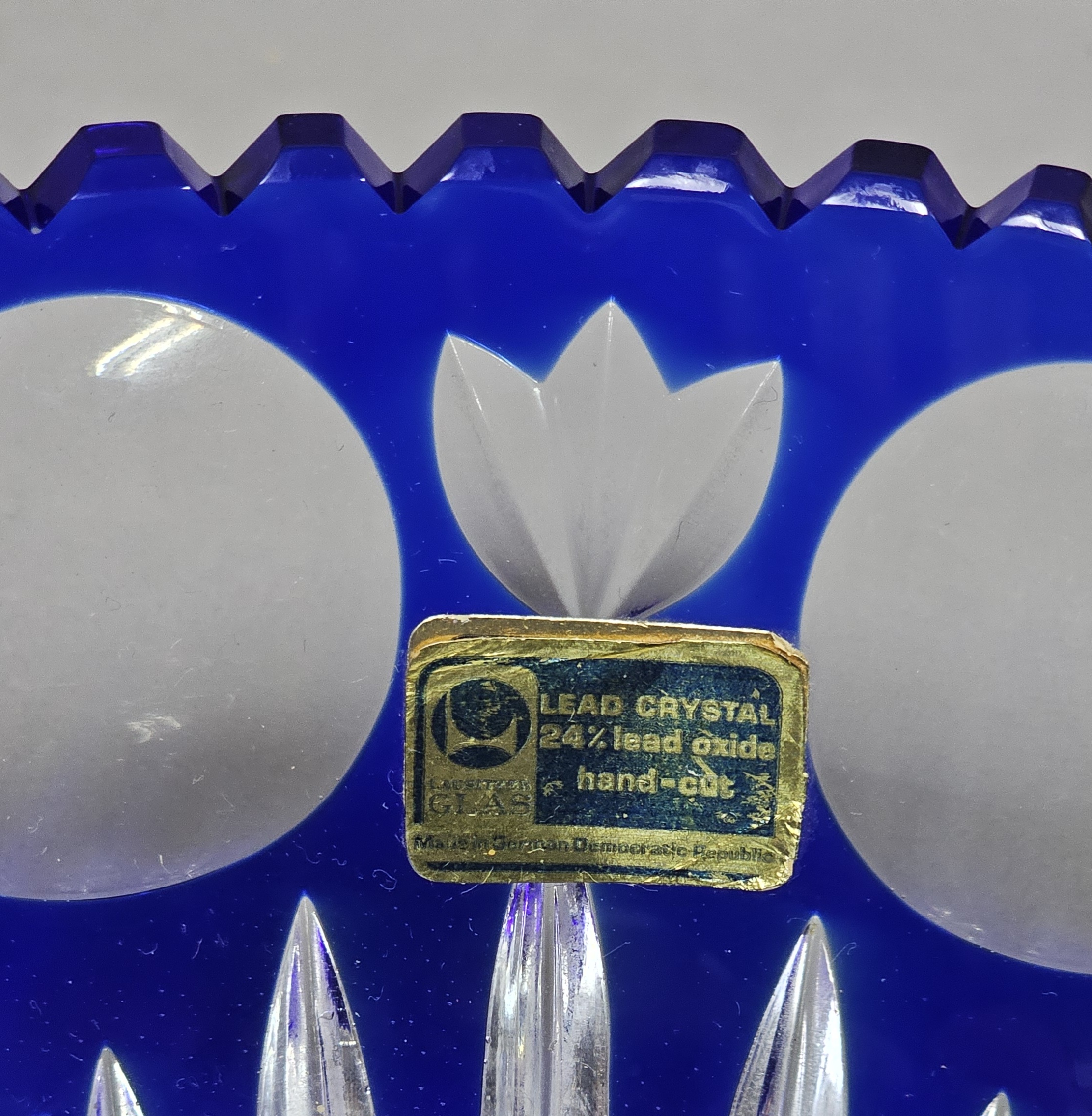 Lausitzer Glas Cobalt Cut to Clear Bowl