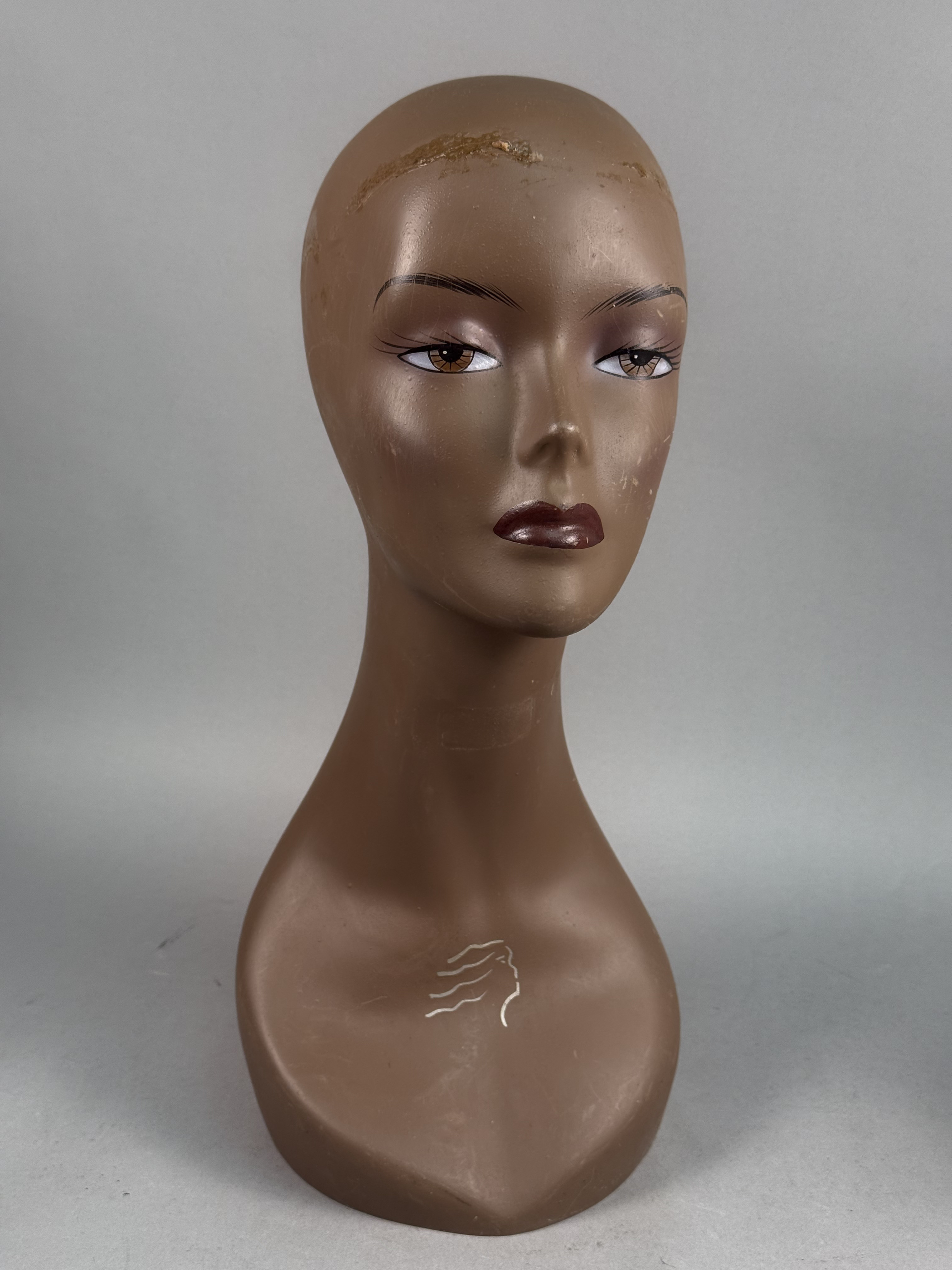 Stylized Molded Plastic Mannequin Head Bust