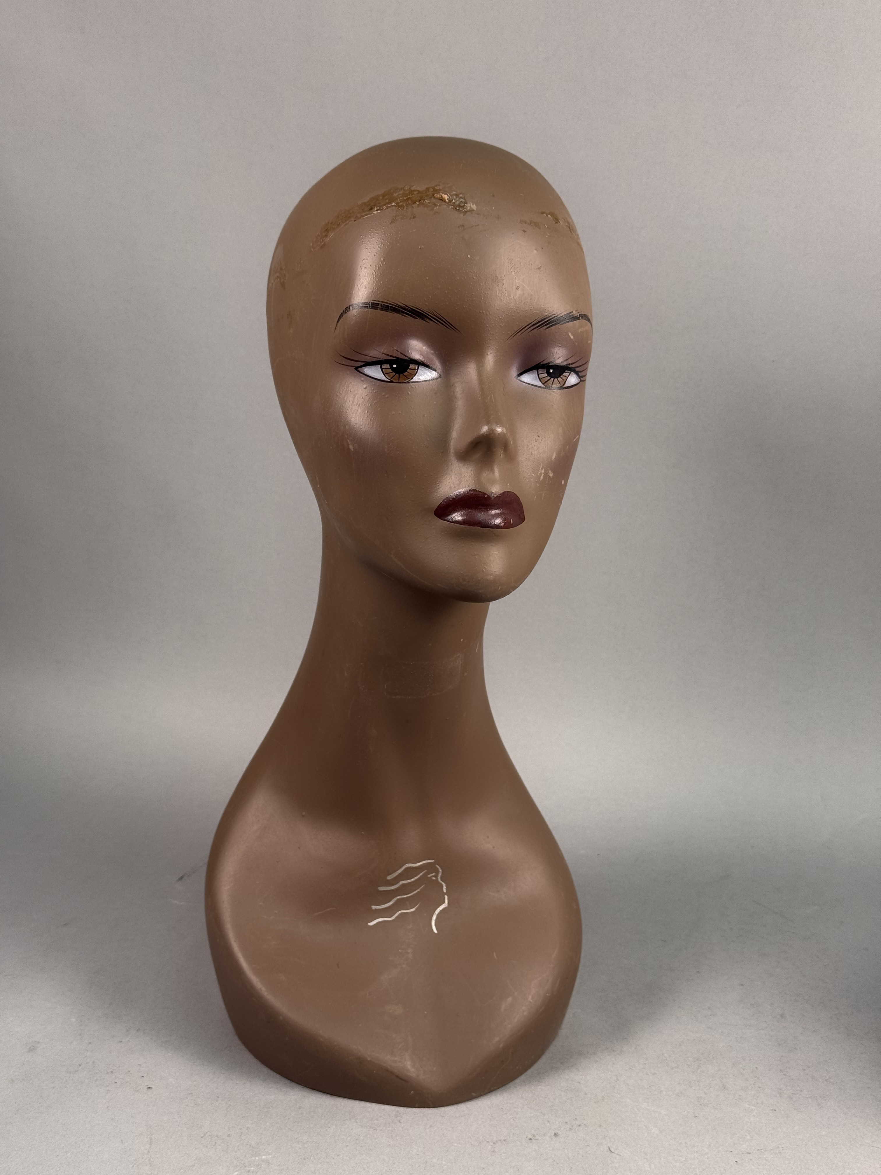 Stylized Molded Plastic Mannequin Head Bust
