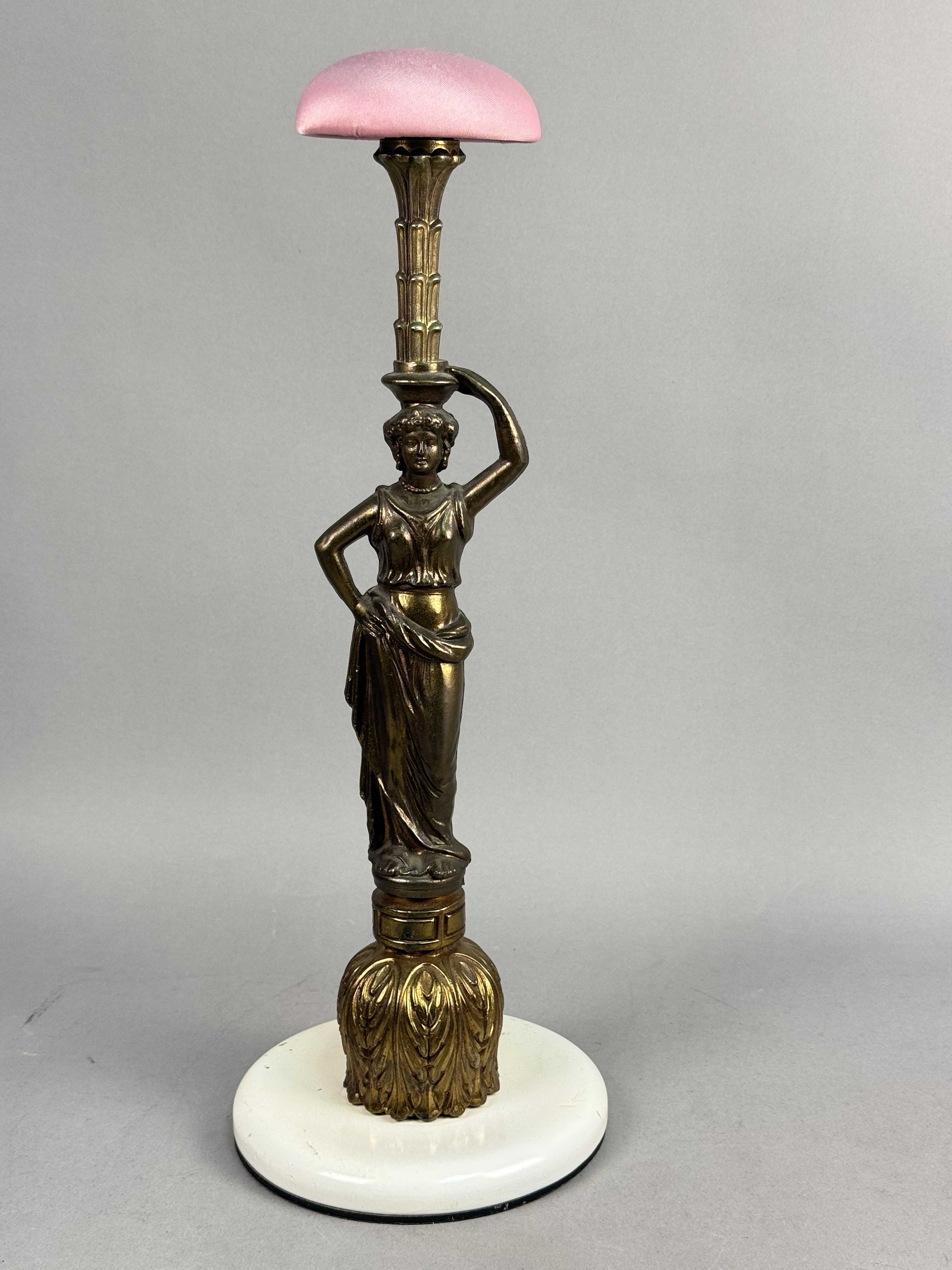 Brass-Toned Metal Caryatid Hat Stand