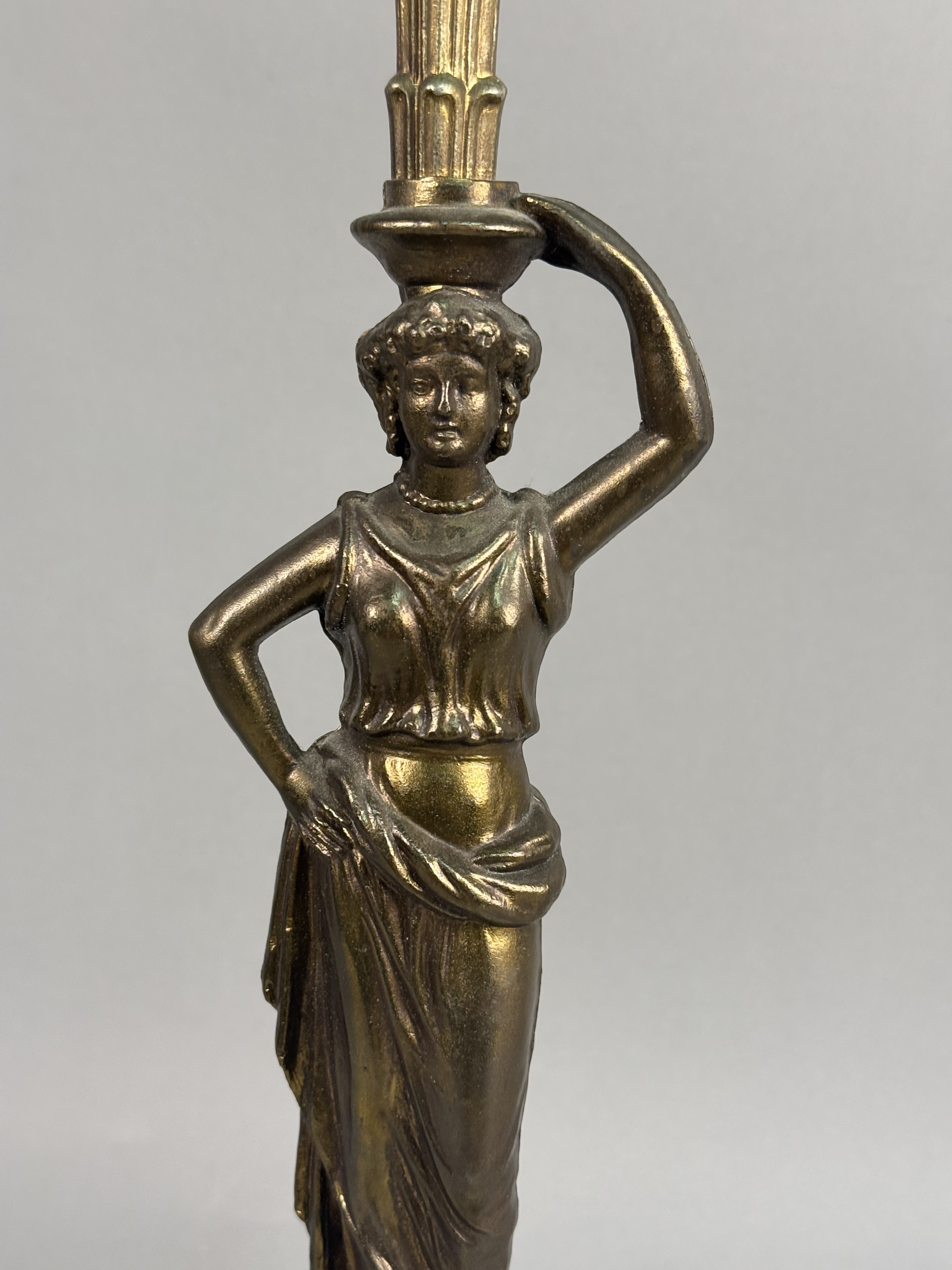 Brass-Toned Metal Caryatid Hat Stand