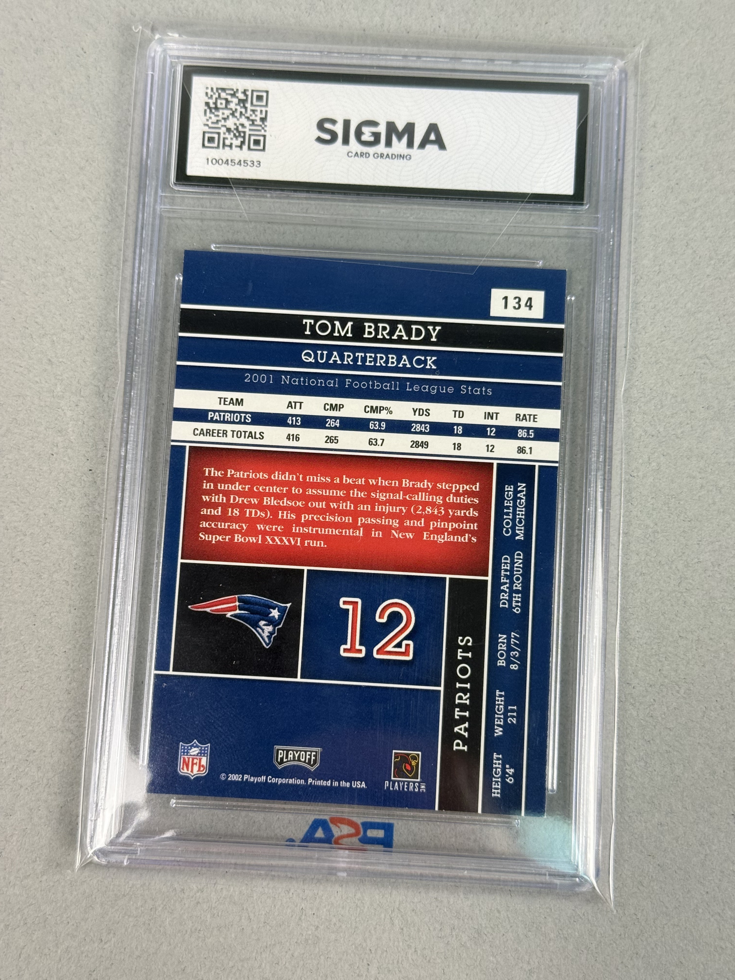 Playoff Absolute Memorabilia Graded Tom Brady Card
