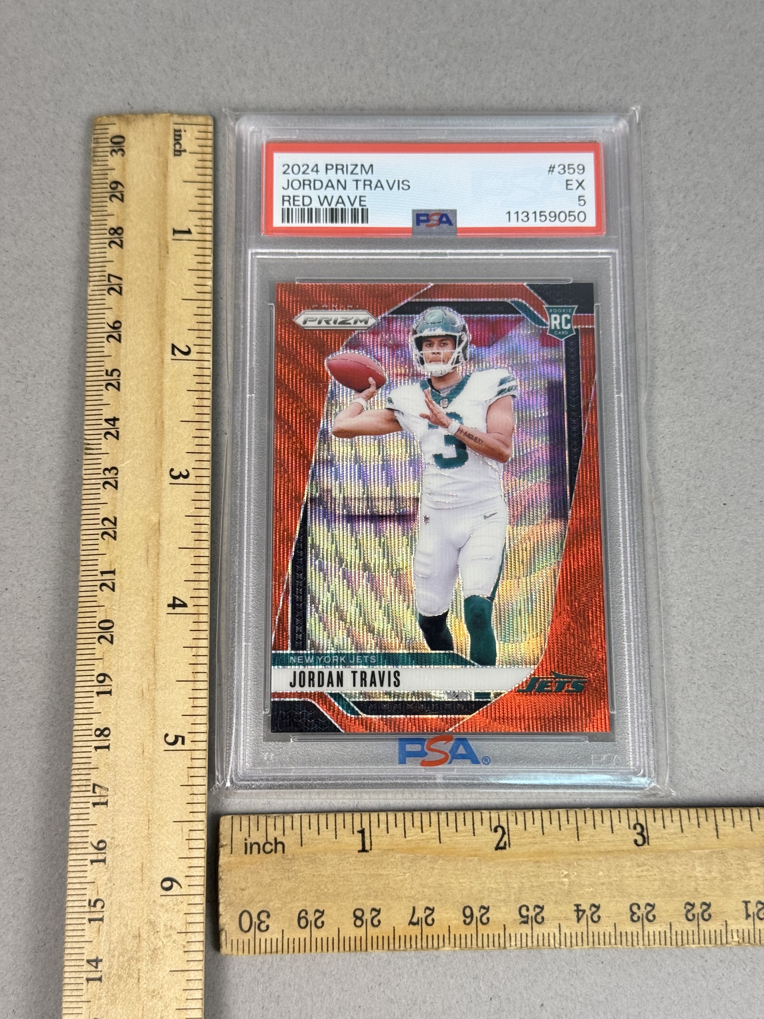 Panini Prizm 2024 Jordan Travis Red Wave PSA 5