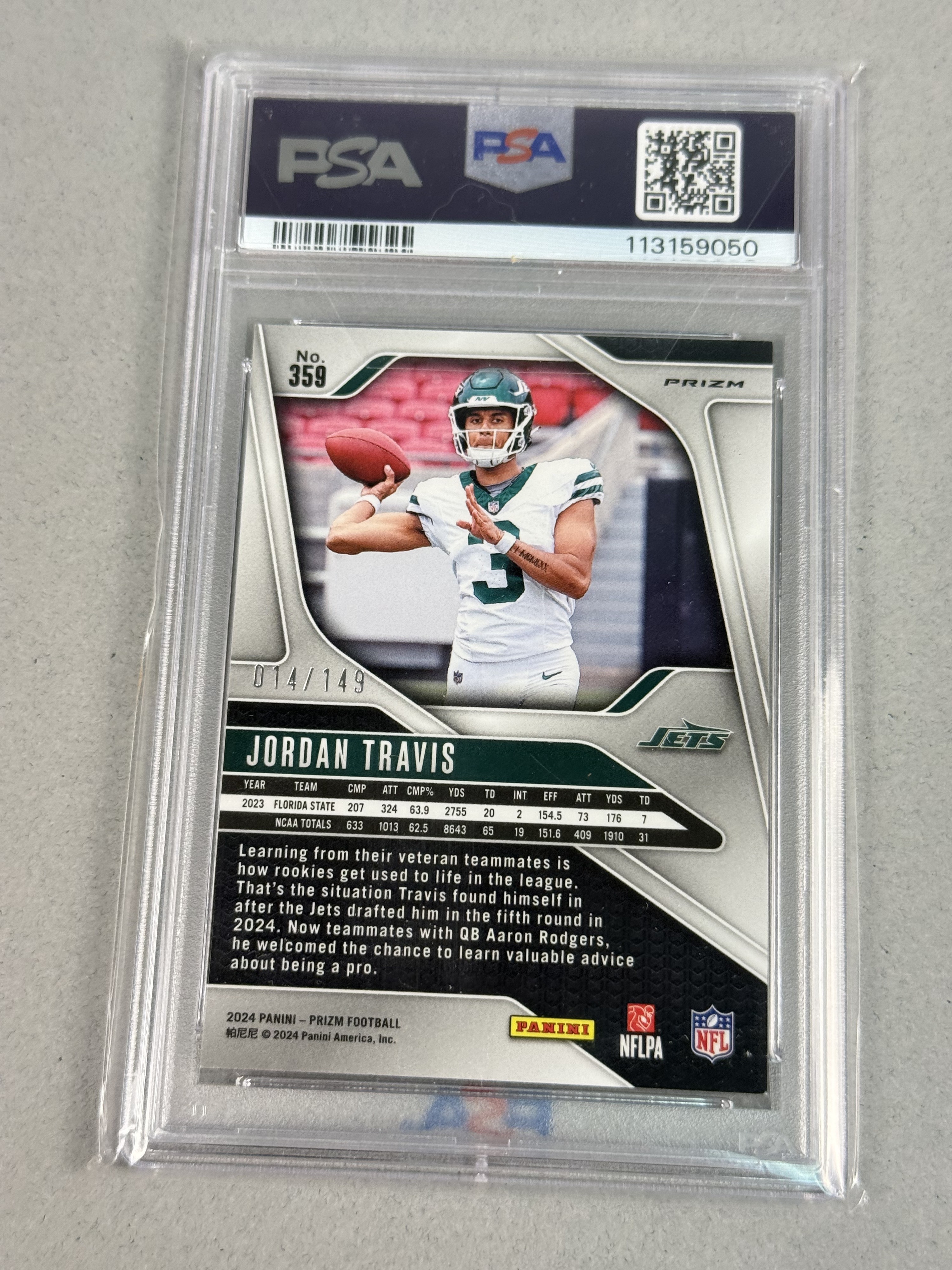 Panini Prizm 2024 Jordan Travis Red Wave PSA 5