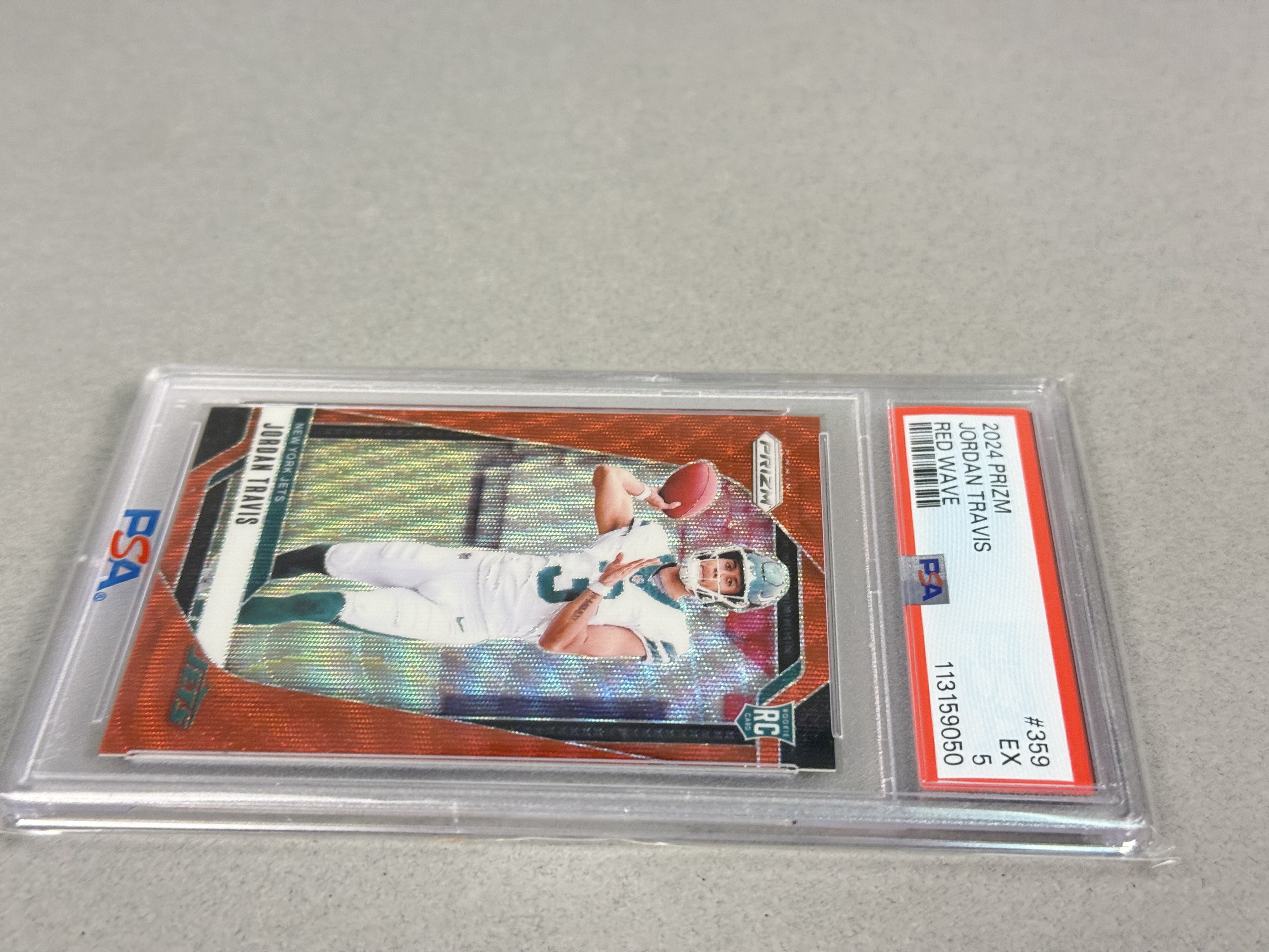 Panini Prizm 2024 Jordan Travis Red Wave PSA 5