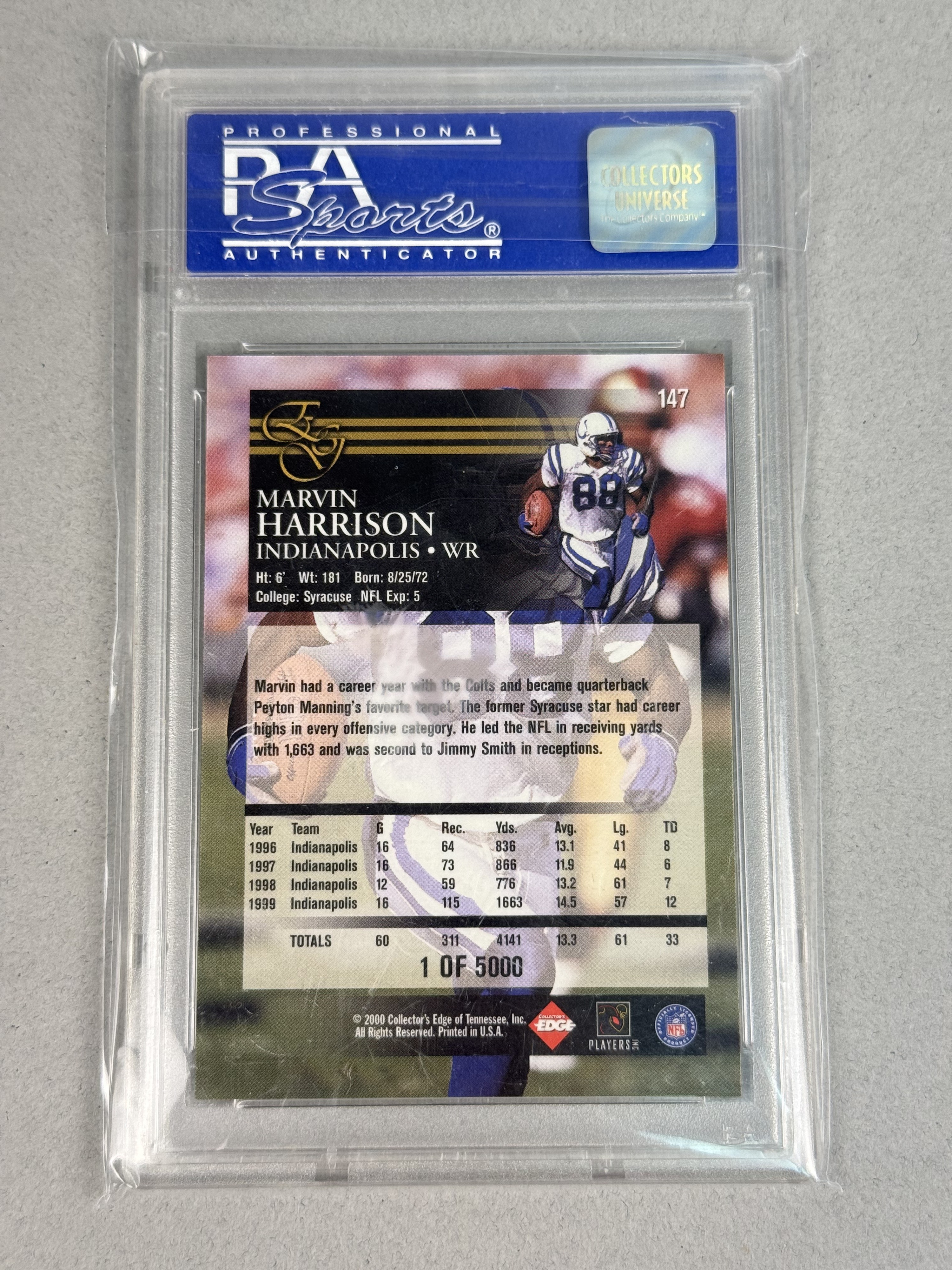 2000 Collector's Edge Marvin Harrison Card