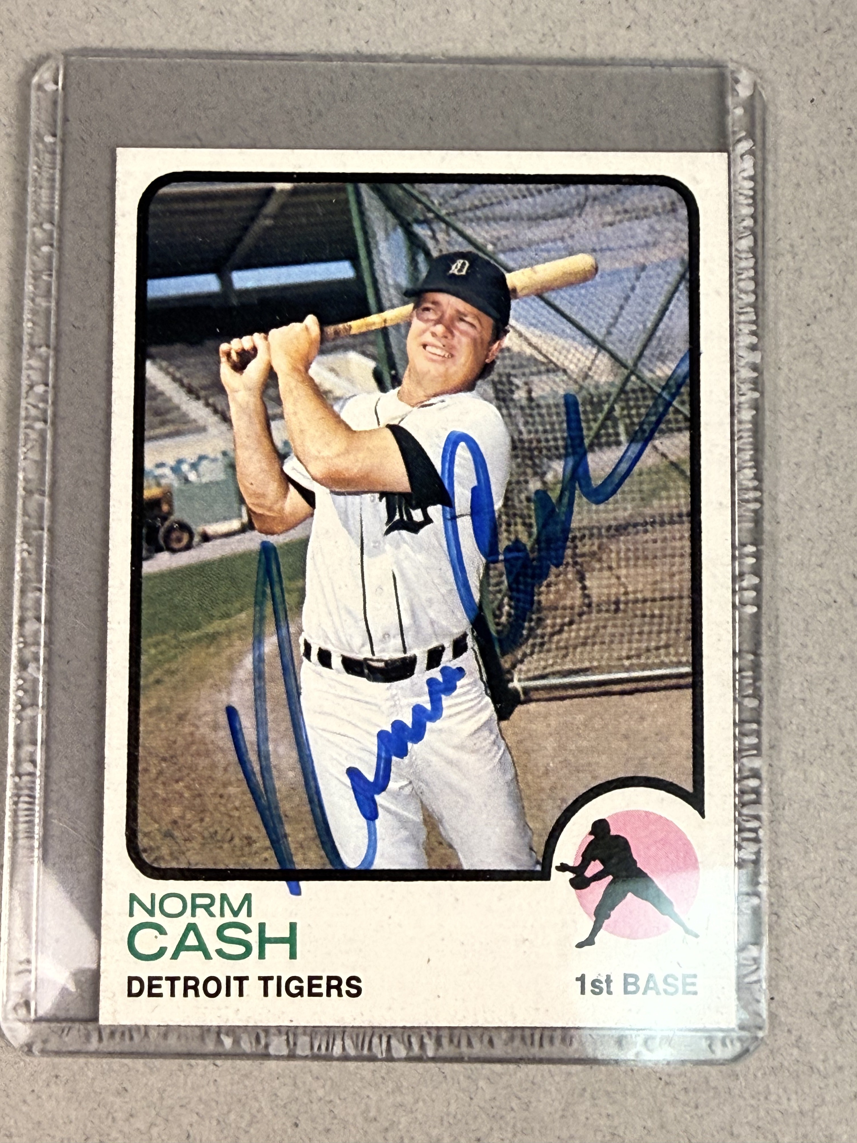 1973 T.C.G. Norm Cash Signed Baseball Card