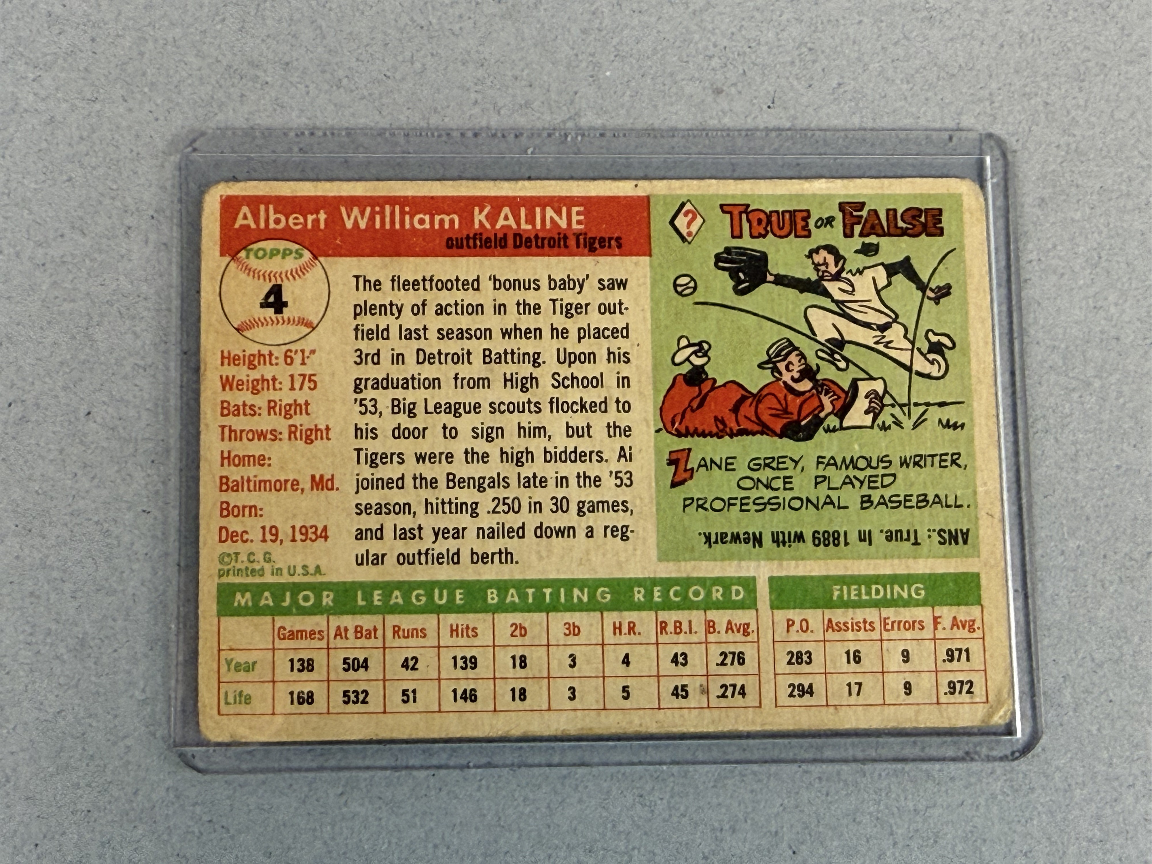 1955 Topps Al Kaline Baseball Card
