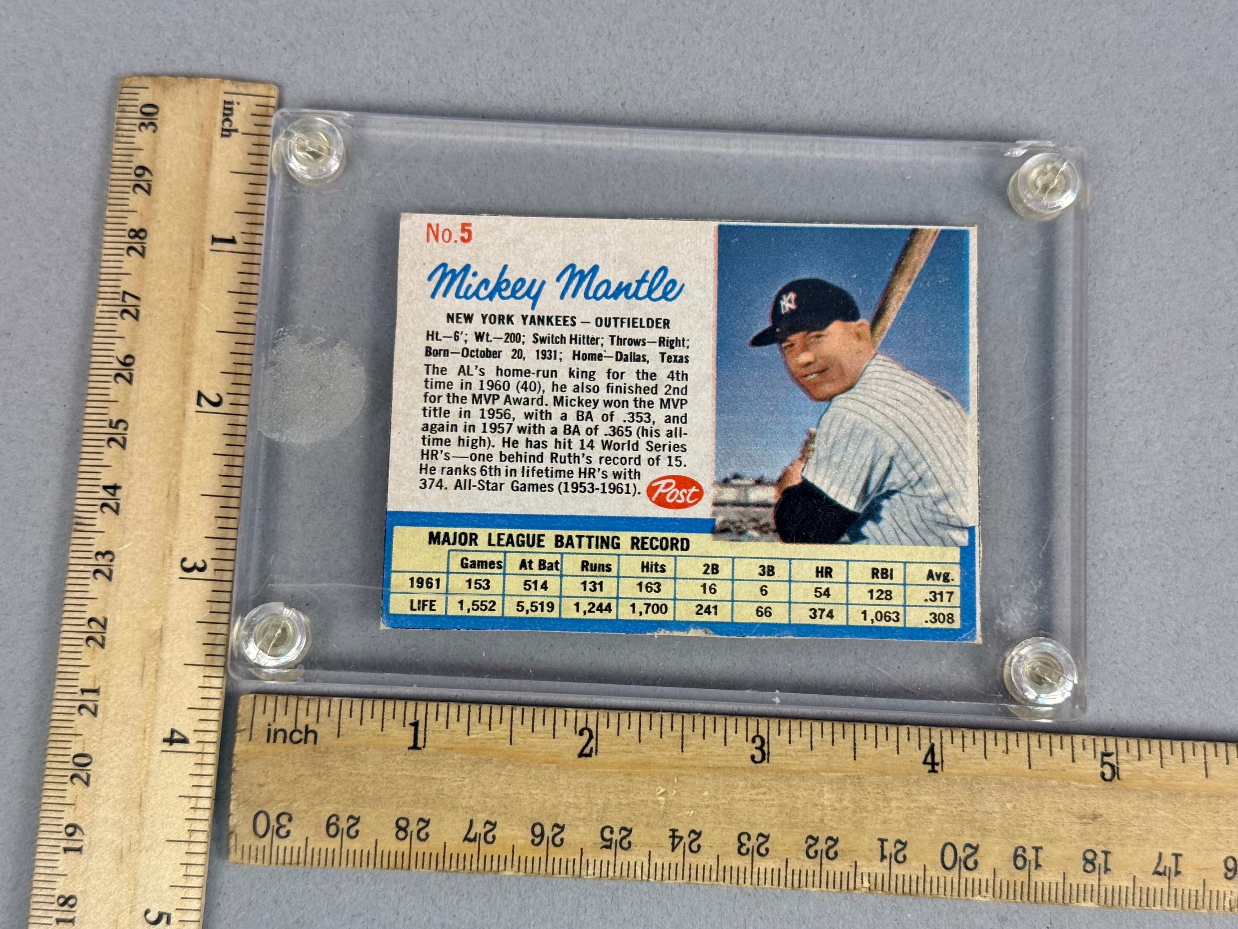 1962 Post Cereal Mickey Mantle Baseball Card