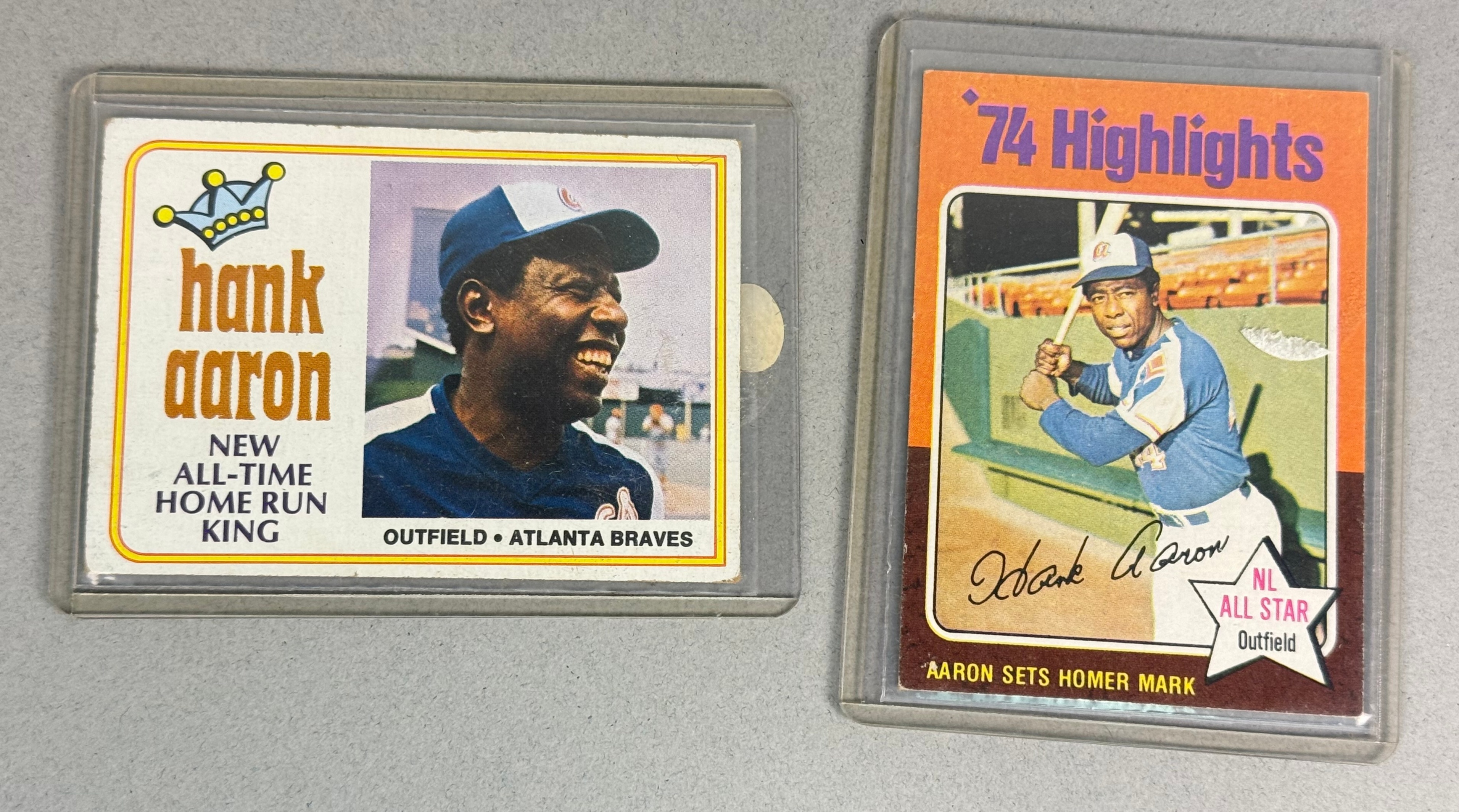 Topps 1974 & 1975 Hank Aaron Baseball Cards