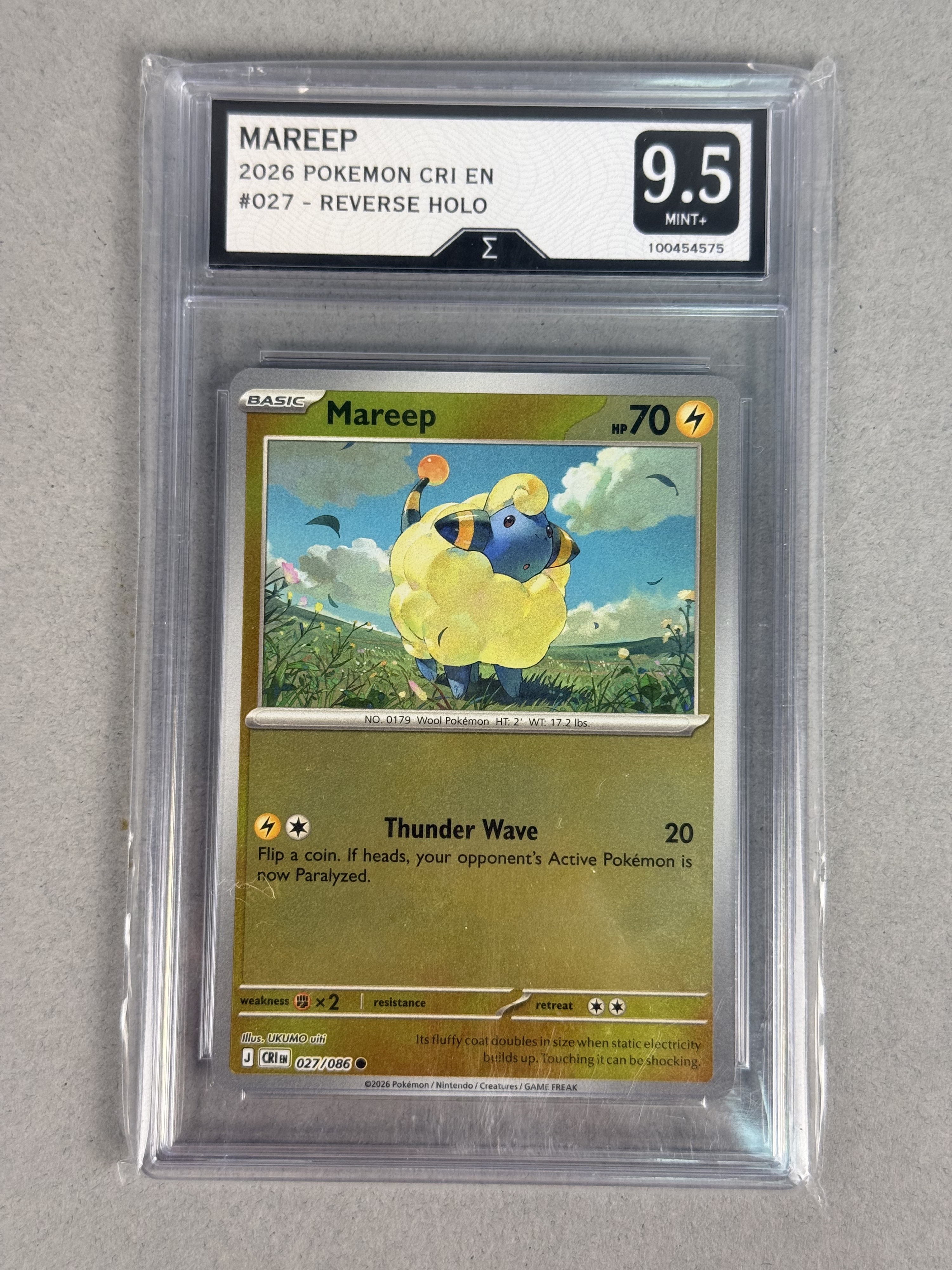 Sigma 9.5 Pokemon Mareep Reverse Holo Card