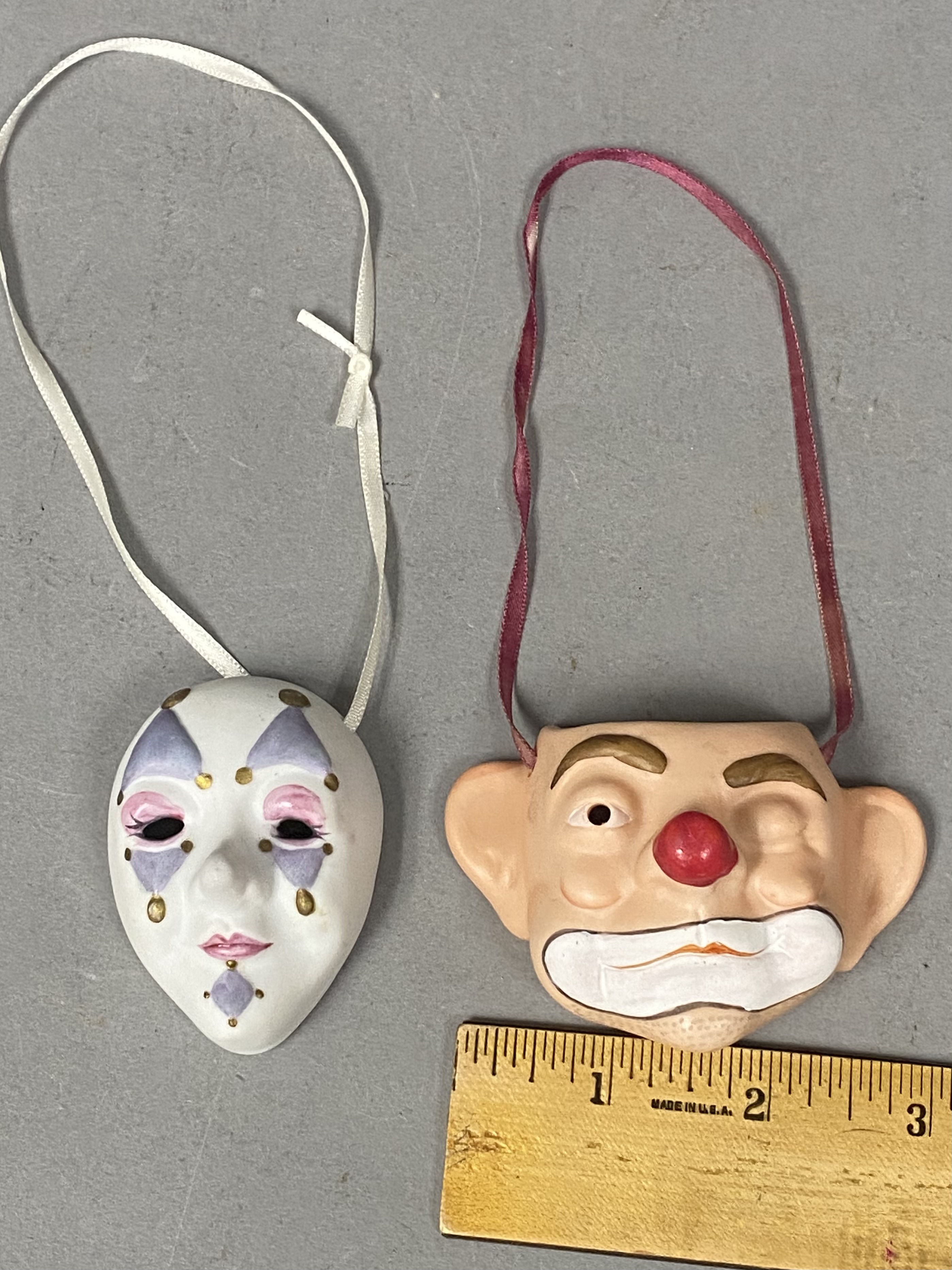 Porcelain Pierrot-Style Clown Doll & Masks