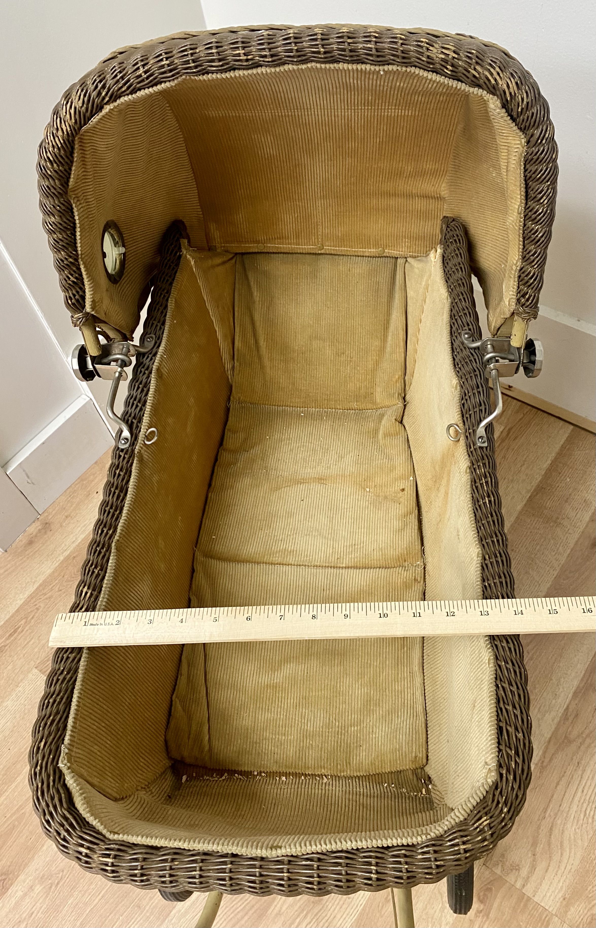Vintage Wicker Porthole Doll Carriage
